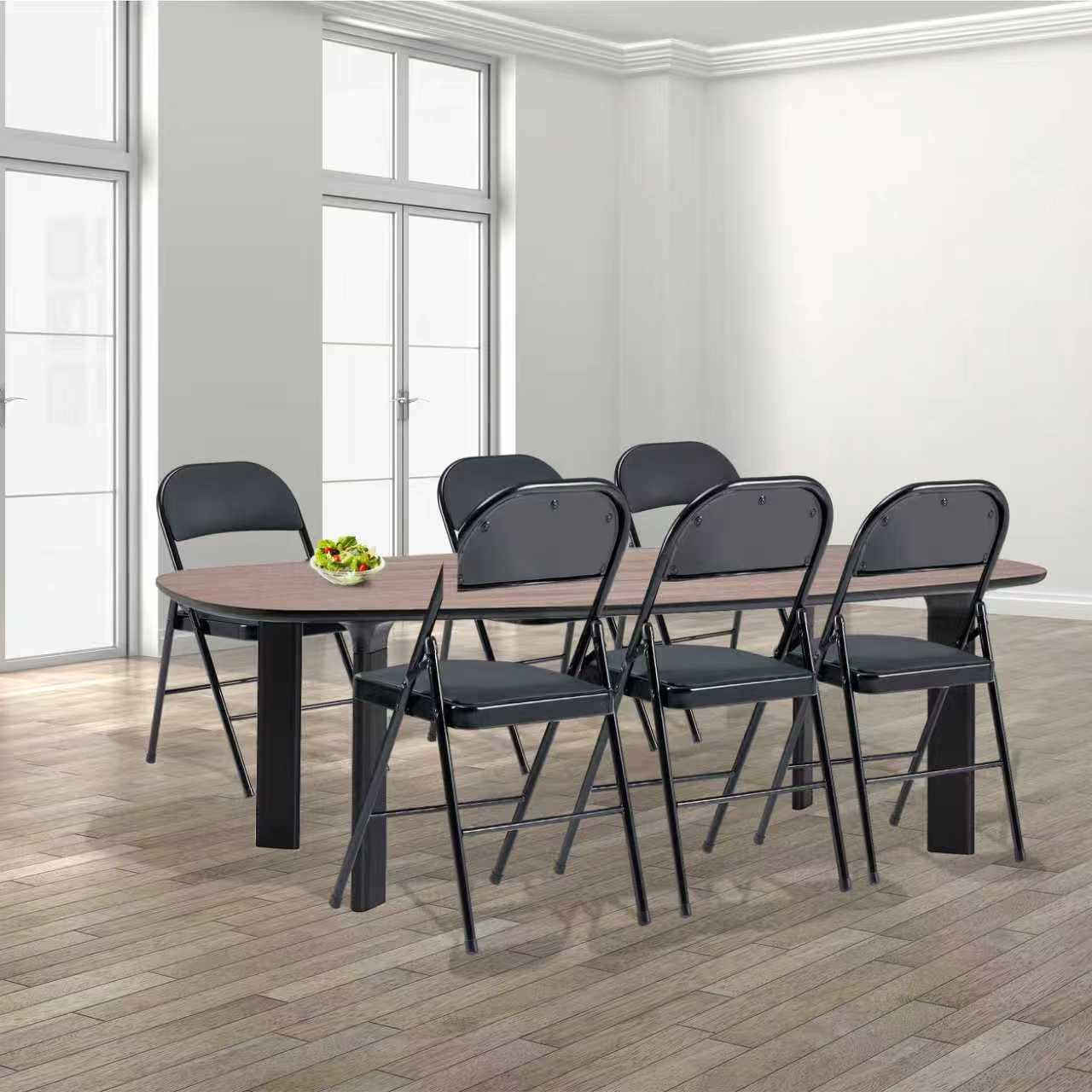 Usnipoya Folding Chairs 10 Pack Black with Padded Seats, 350-LBS Heavy Duty Metal Frame, Portable Design for Commercial Use, Party Events Wedding Outside, No Assembly Required