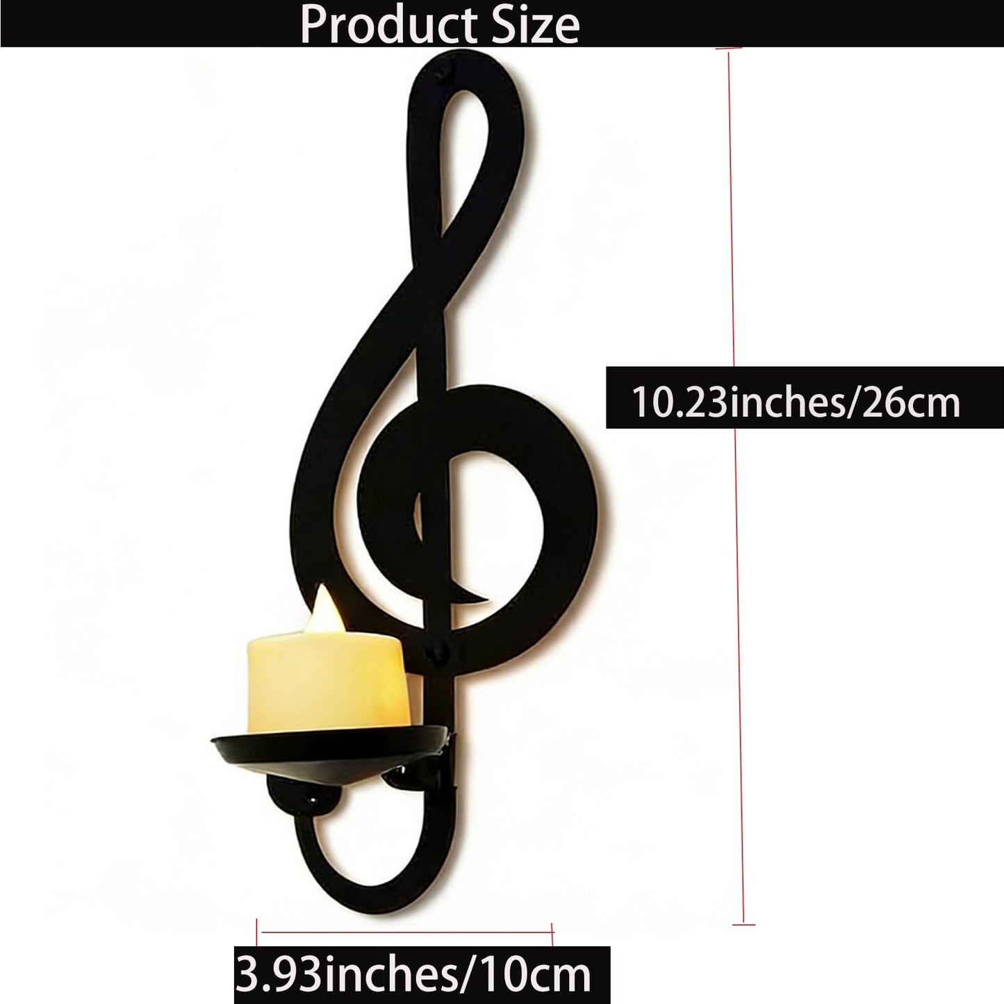 Candle Sconces Wall Musical Note Sconces Decor Wall Mounted Metal Candle Holders with Foldable Tray ZAYHENYOO for Music Lovers, Music Room, Christmas As A Gift(1, L-A)