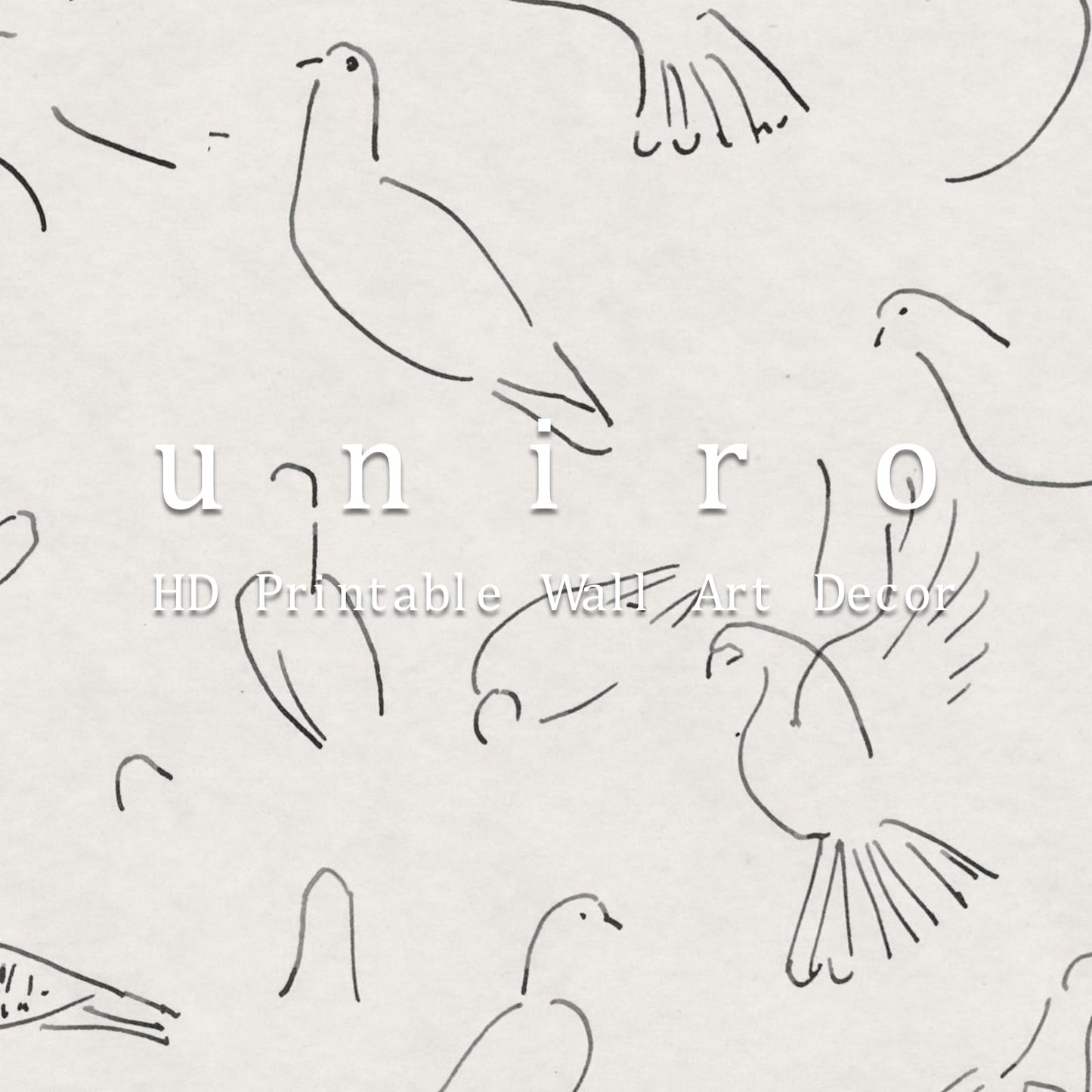 uniro Vintage Animal Drawing Birds Line Art Sketch Pigeon Wall Art Pencil Dove Poster Print Print and Poster Abstract Antique Aesthetic Minimalist Mid Century French Wall Art (8" x 10"-UNFRAMED)