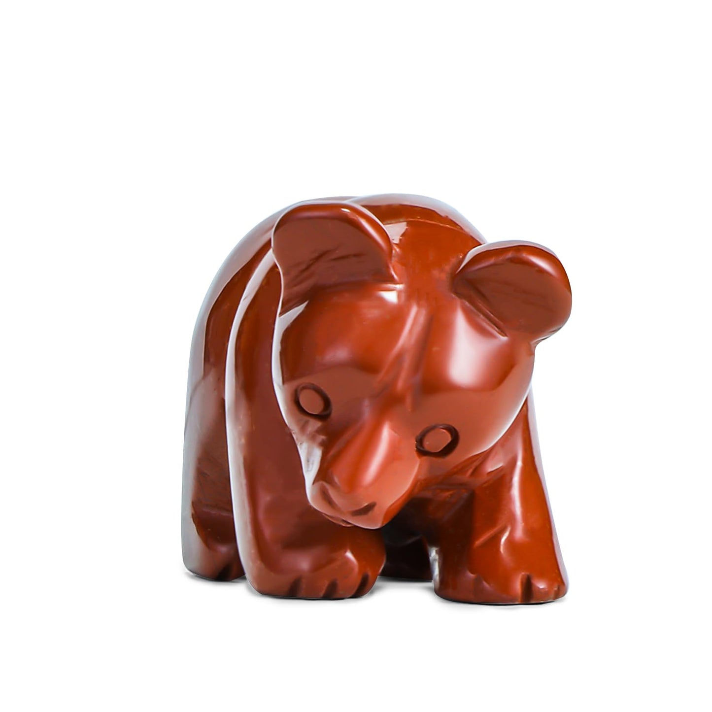 SMQ 2" Crystal Bear Statue, Natural Gemstone Handmade Figurine Sculpture, Healing Crystal Animal Stone Office Home Decor Collectibles Gift (Red Jasper)