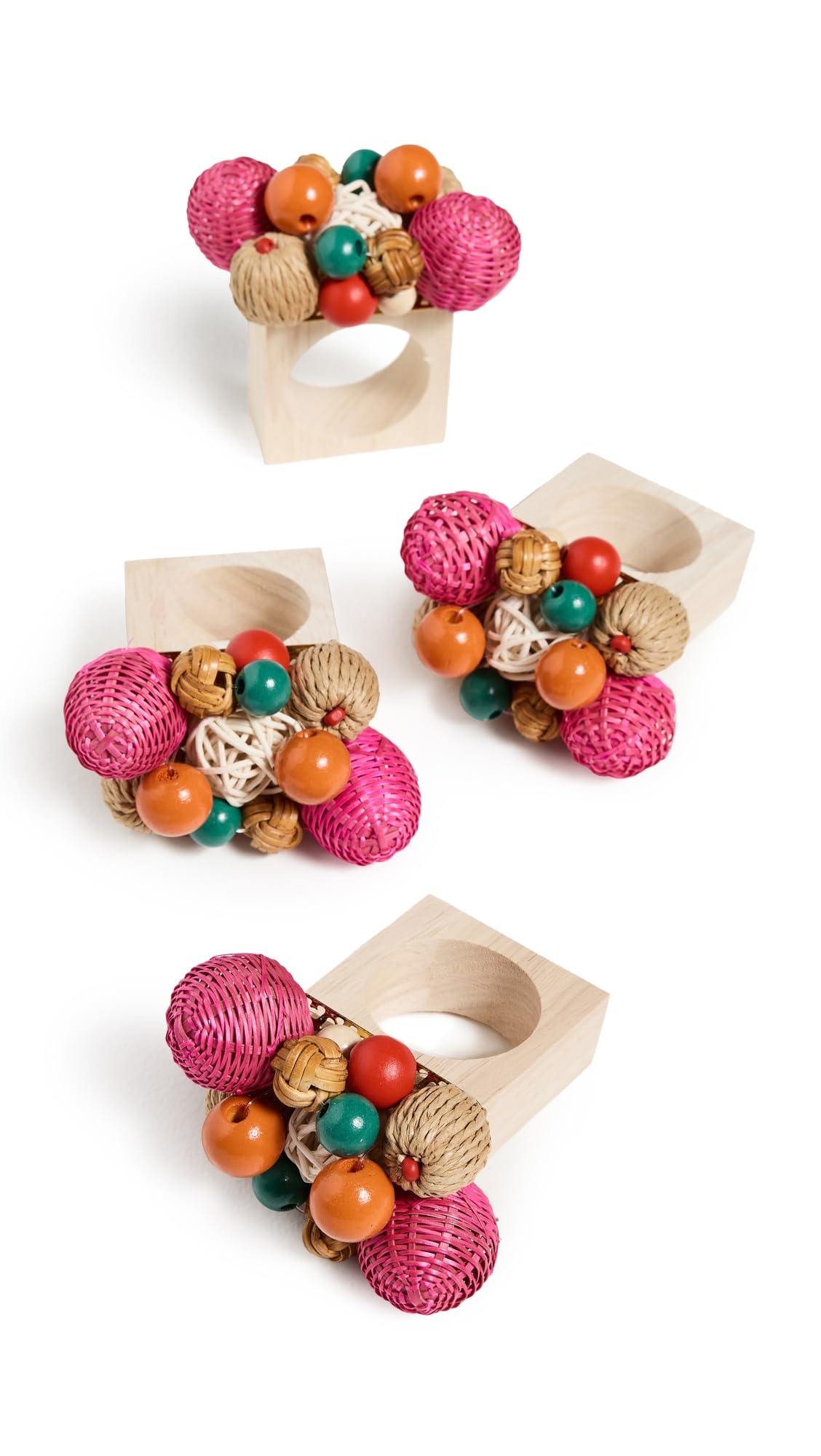 Kim Seybert Women's Java Napkin Rings Set of 4, Multi, One Size