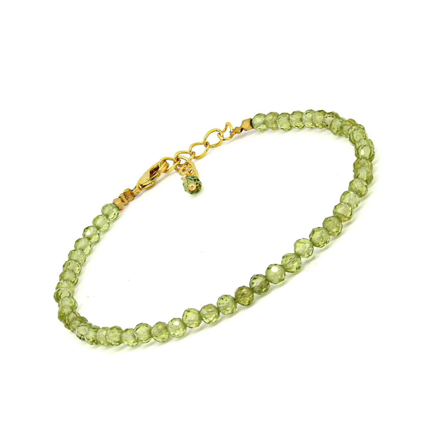 Gempires Natural Peridot Beaded Bracelet August Birthstone Crystal Jewelry Hypoallergenic 8 Inch Gold Plated Green Gemstone Dainty Bracelets For Women