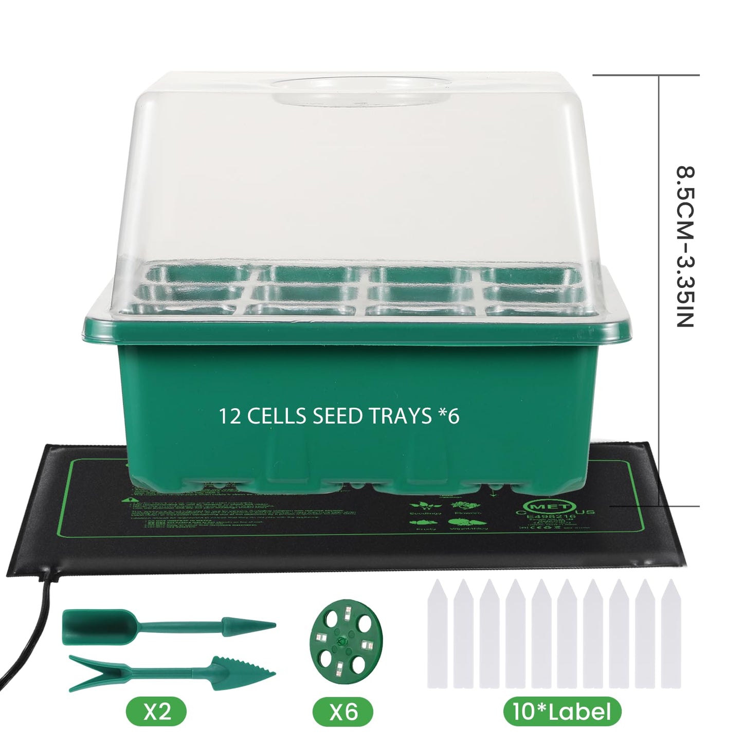 Seed Starter Trays with Grow Lights and Heat Mat, 72 Cells Seed Starter Kit with Lights, 3 Lighting Mode, 4 Timing Set, Germination Kit for Seed Starting Trays with High Humidity Control Domes