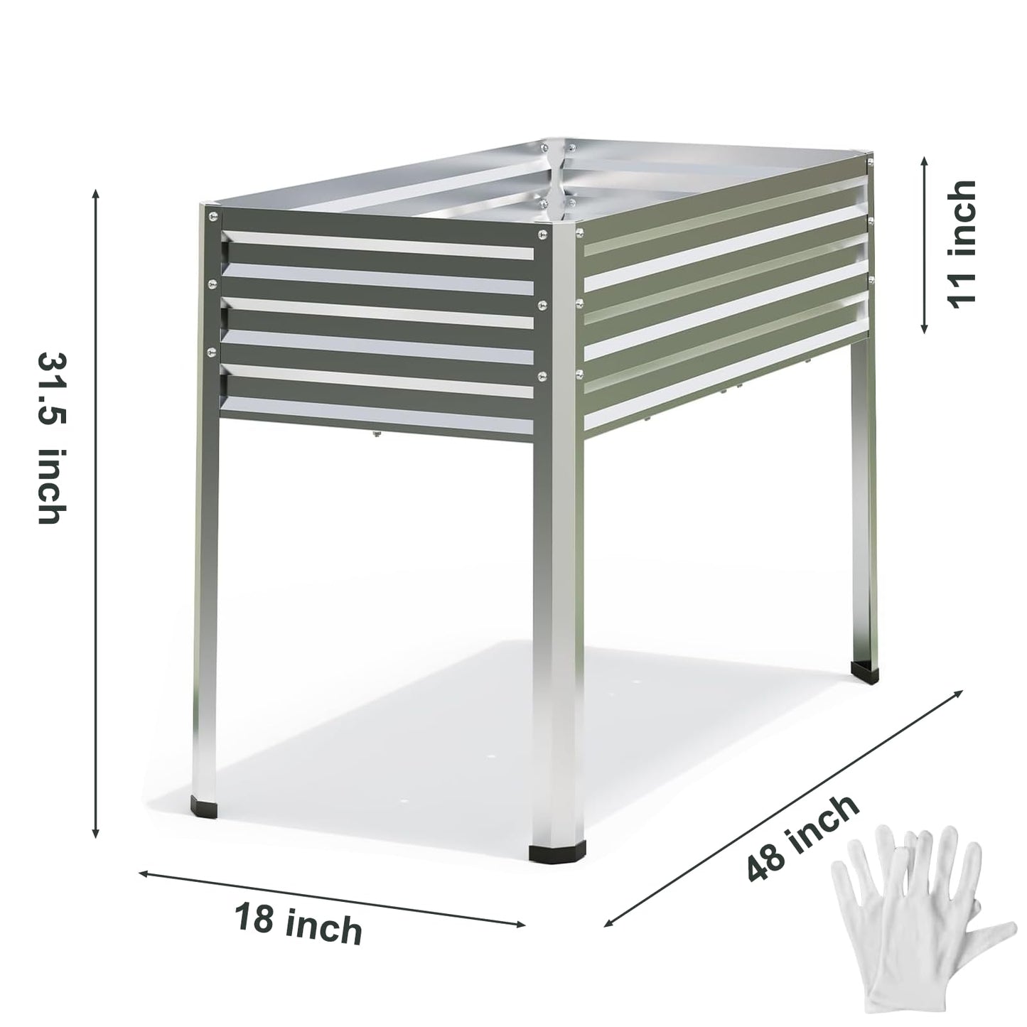 Mofesun Galvanized Raised Garden Bed with Legs, 2PCS 48x18x31.5 Inch Elevated Metal Planter Box, 300lbs Capacity for Vegetables, Flowers, Herbs. Suitable for Garden, Balcony, Patio, Backyard.