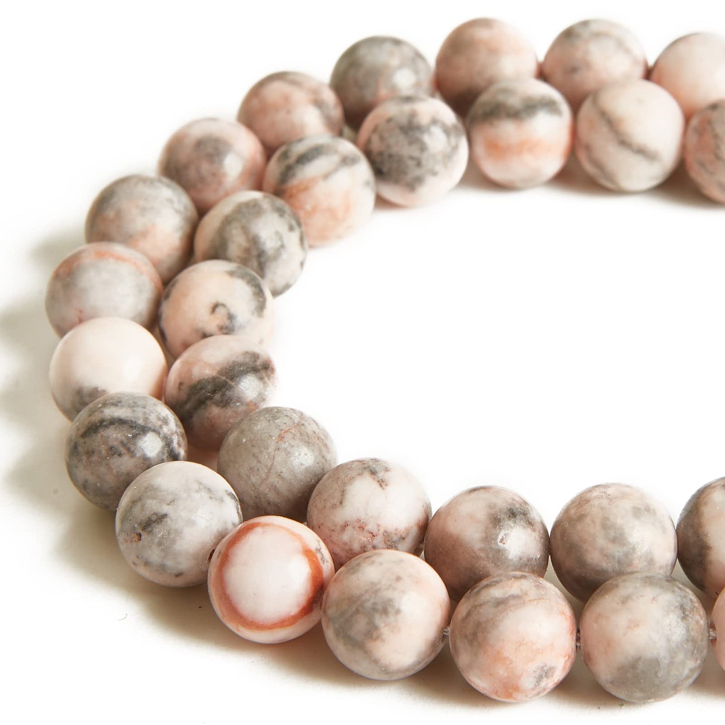 60pcs 6mm Pink Zebra Beads Natural Gemstone Beads Round Loose Beads for Jewelry Making