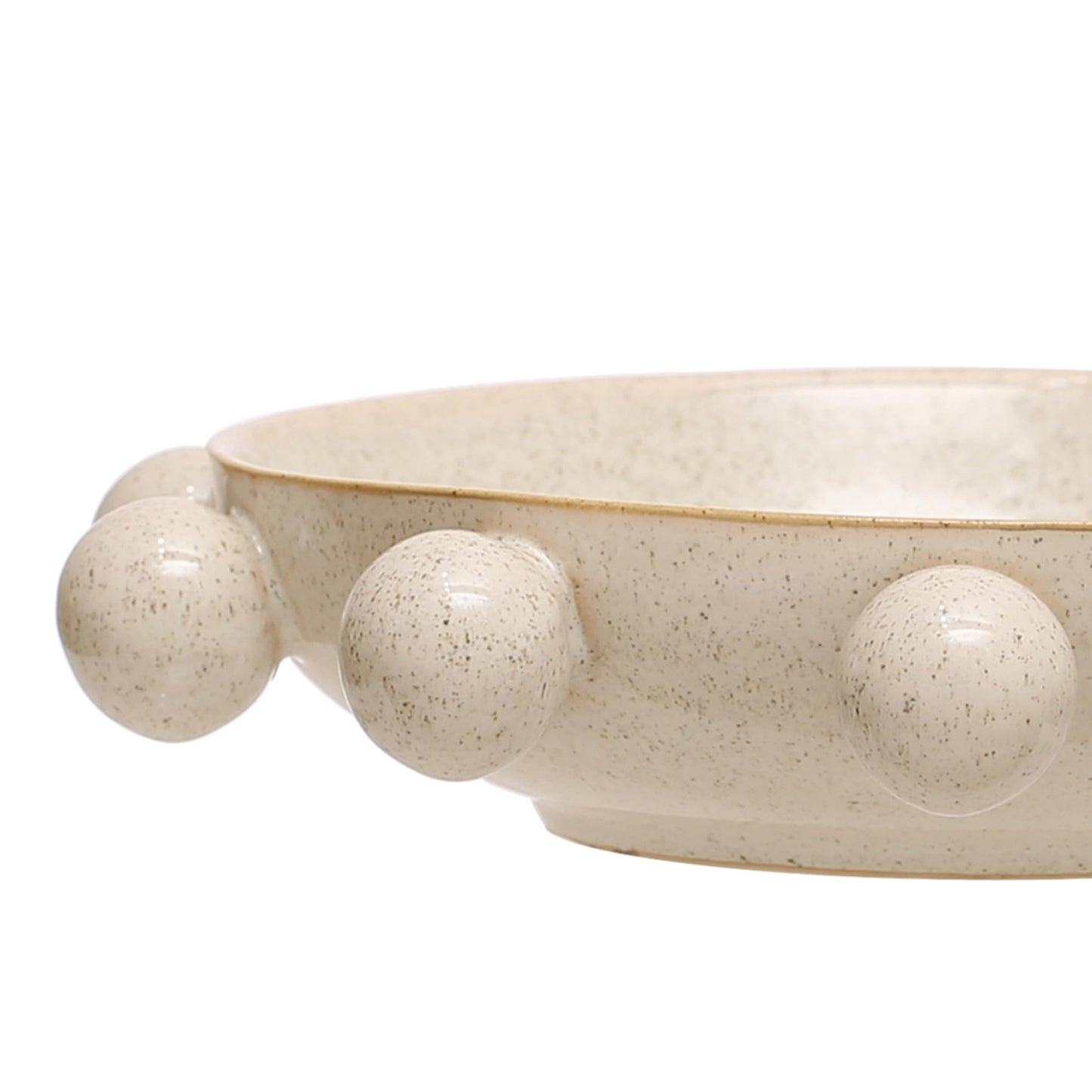 Bloomingville 9.75 Inches Stoneware Bowl with Orbs and Reactive Glaze, Cream