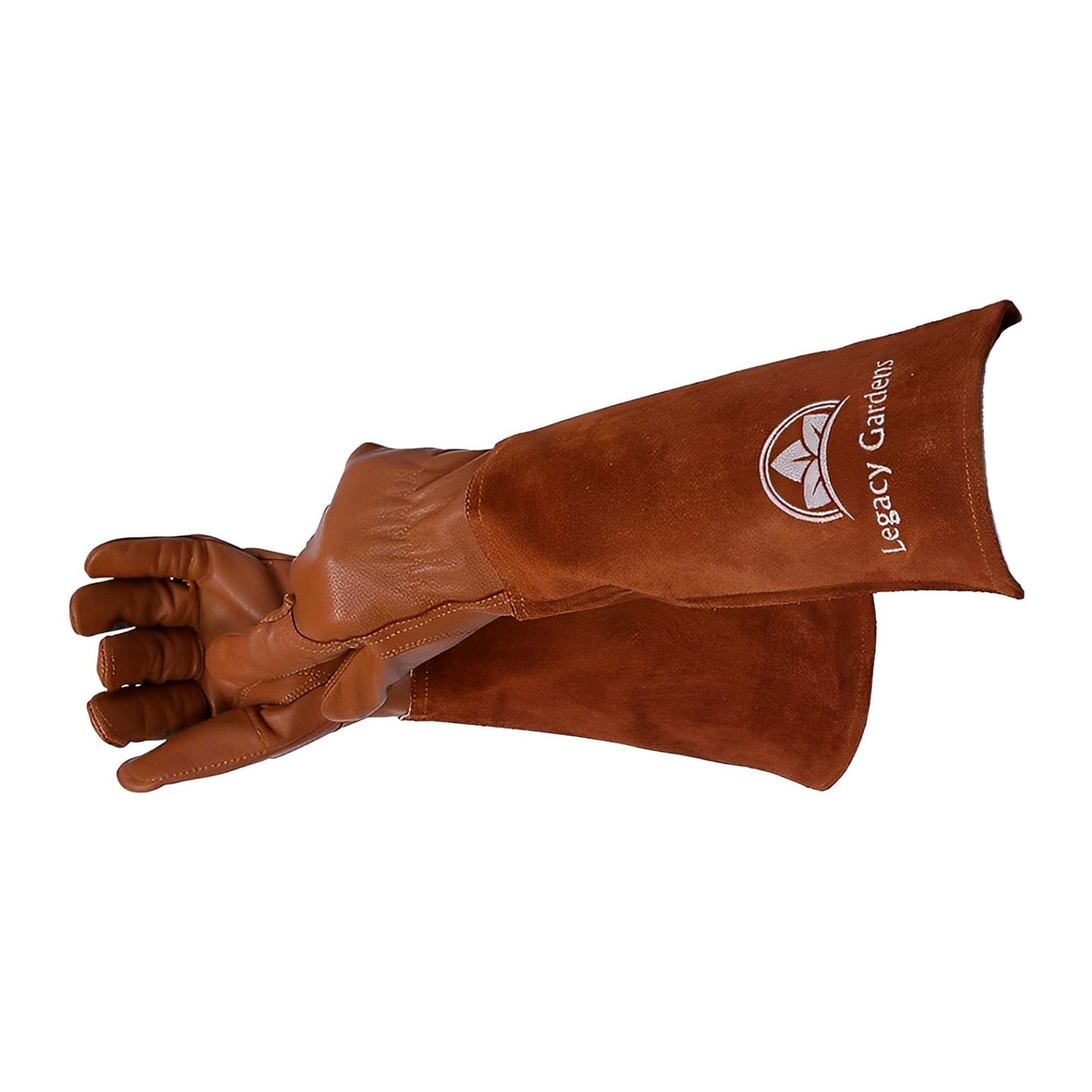 Leather Gardening Gloves for Women & Men, Long Garden Gloves, Cowhide Gauntlet Rose Pruning Thorn Resistant, Forearm Protection, Small, Brown