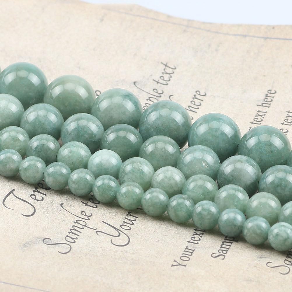 Yochus 45pcs Burmese Jade Beads，8mm Healing Power Natural Stone Round Loose Gemstone Beads for Jewelry Making Earring Necklace DIY Crafts