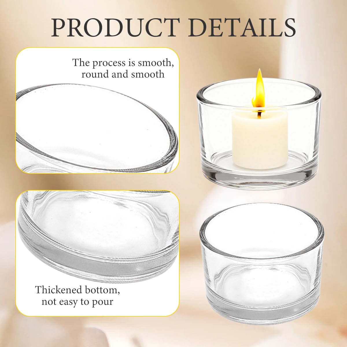 4 Pcs Clear Glass Candle Holders Cylinder Tea Light Candle Holders for Weddings Birthdays Parties Home Decor