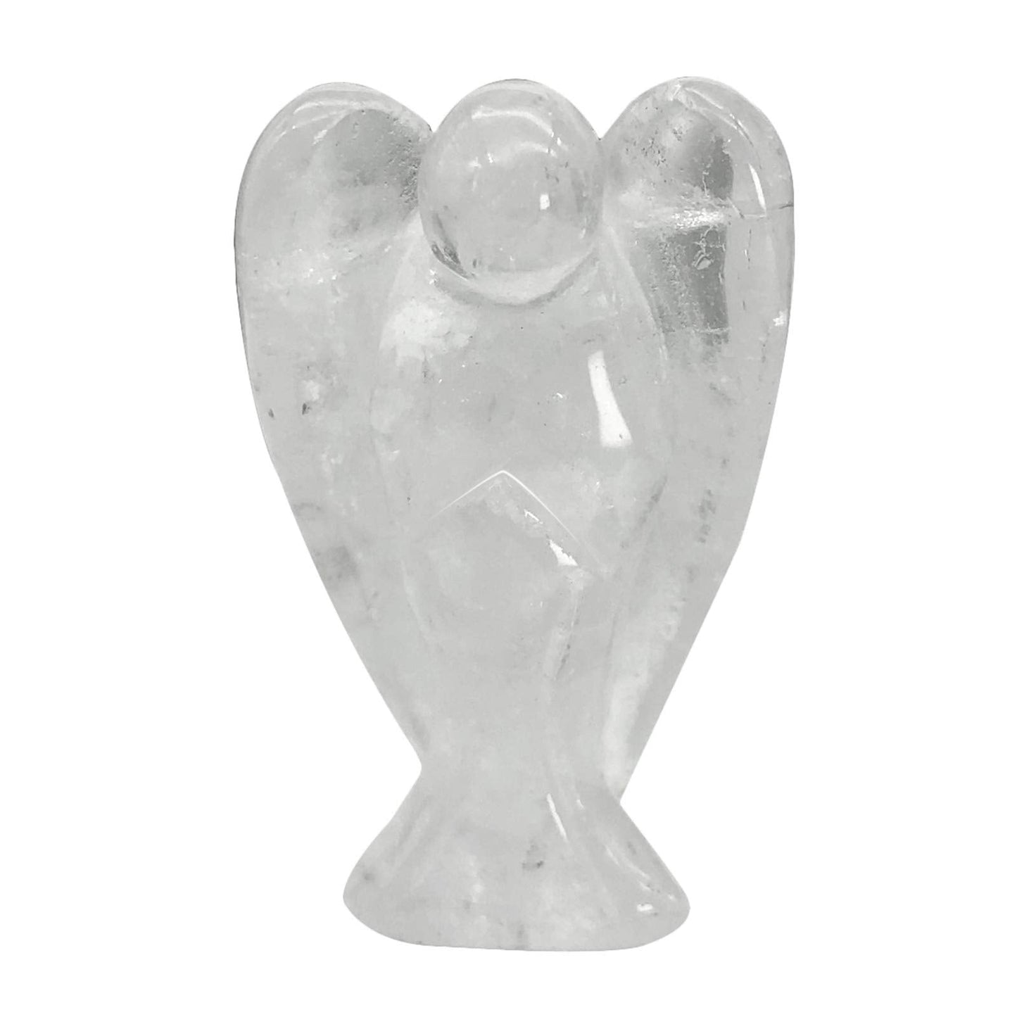 favoramulet 2 Inches Rock Quartz Crystal Pray Guardian Angel Statue, Carved Healing Peace Angel with Wing Figurine Pocket Stone
