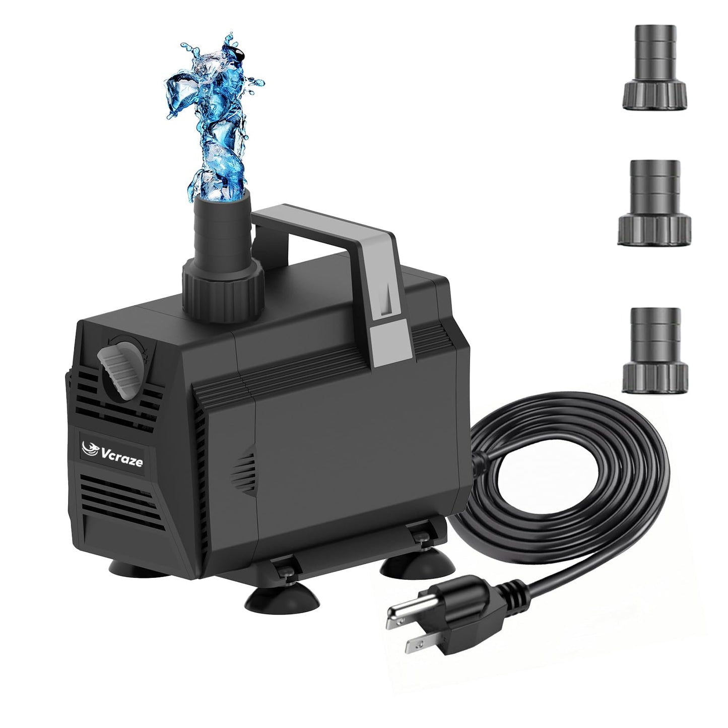 VCRAZE Submersible Water Pump 1050GPH/55W Fountain Pumps with Flow Control, Pond Pump Submersible Outdoor with 10ft 3-Core Power cable for Hydroponics, Aquarium, Waterfall, Statuary, Water feature