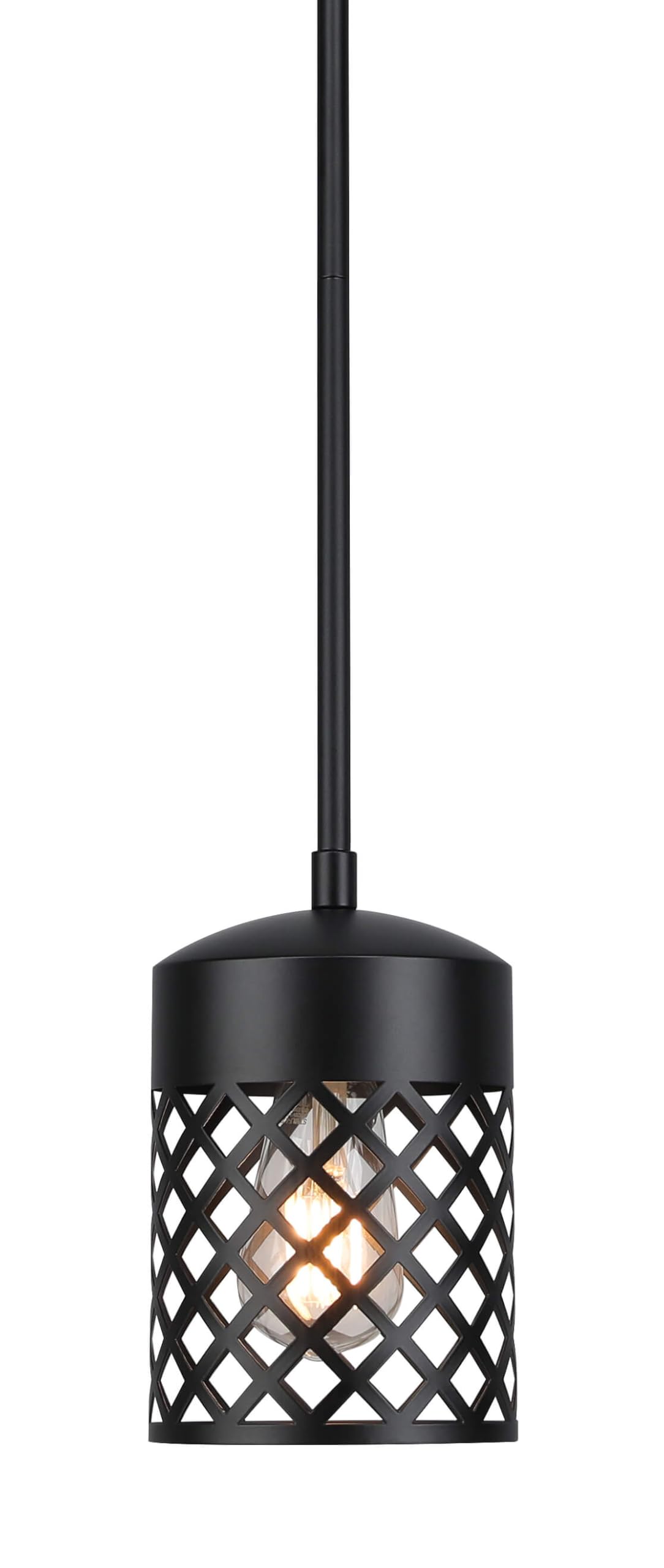 XiNBEi Lighting Black Pendant Lights Kitchen Island, Farmhouse Mini Pendant Light Metal Cage Adjustable Hanging Lighting for Kitchen Dining Room Bathroom XB-P328-MB