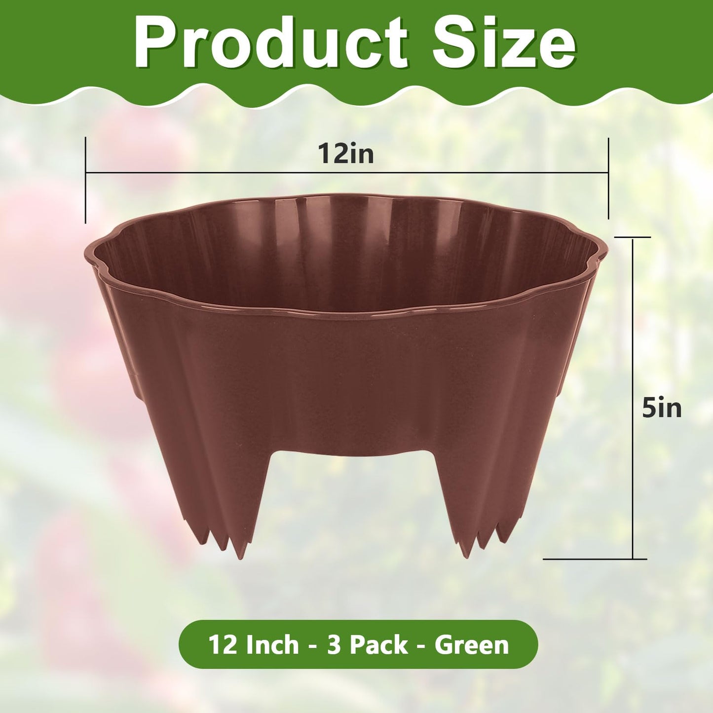 3 Pack Round Planting Grow Rings, 12" Planting Protective Round Edging, Plant Support Rings to Protects Plants, Deep Watering Plant Collars for Vegetables Herbs Flowers (Brown)