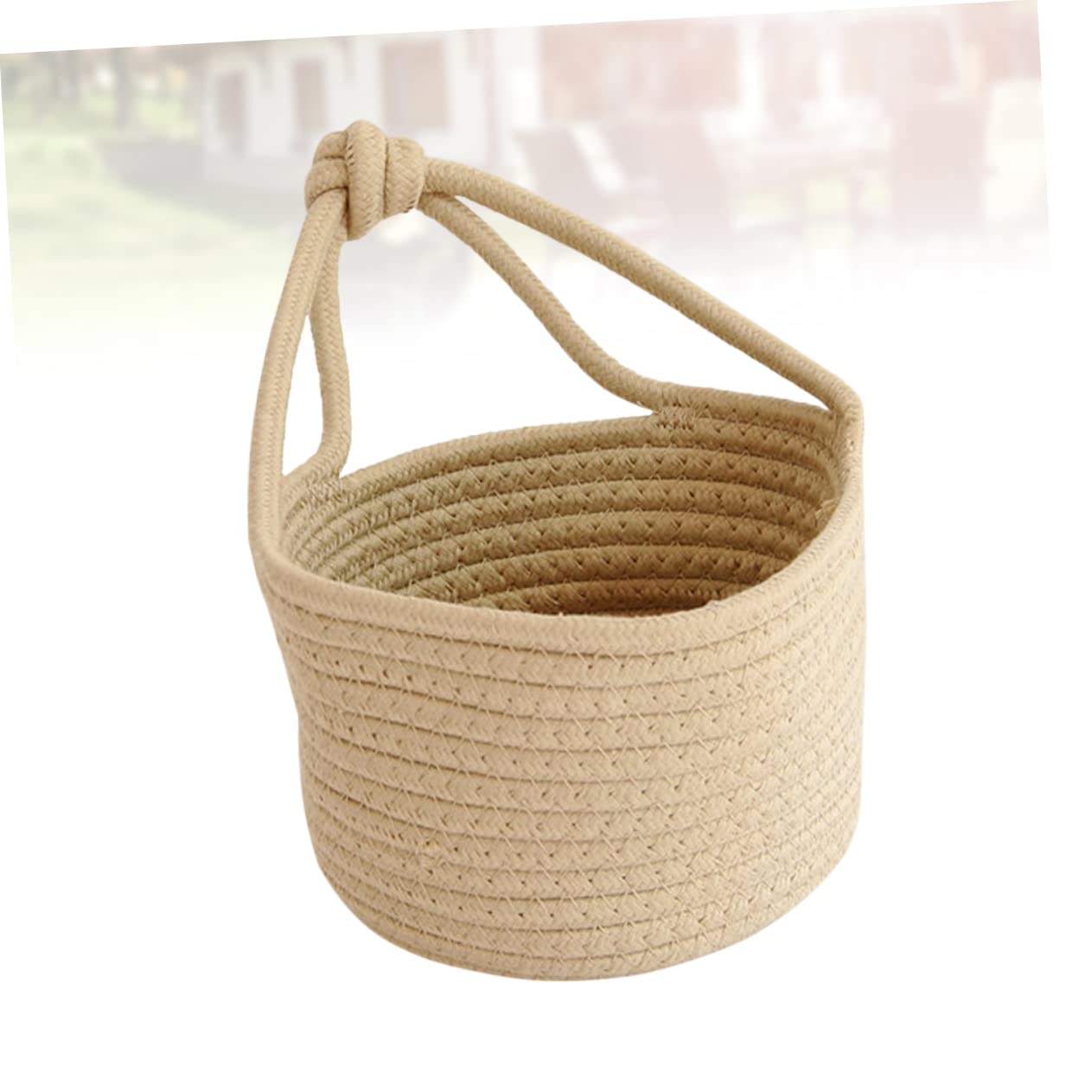 HOLIDYOYO Round Rope Containers Small Hanging Basket Woven Storage Basket Khaki Home Organization