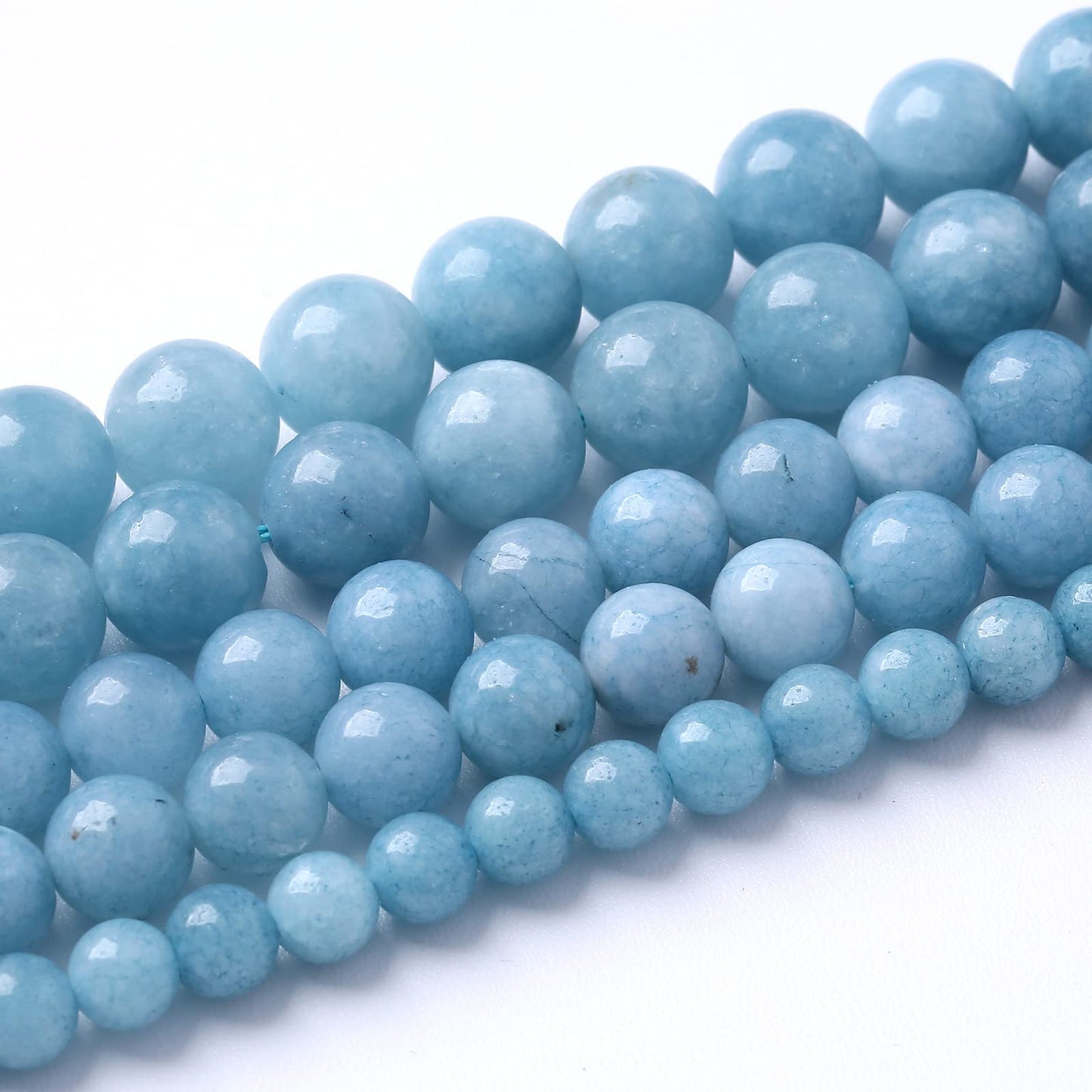 45Pcs 8mm Natural Blue Chalcedony Jades Beads for Jewelry Making Aquamarine Jades Energy Stone Healing Beads DIY Bracelet Necklace 15" 1 Strand