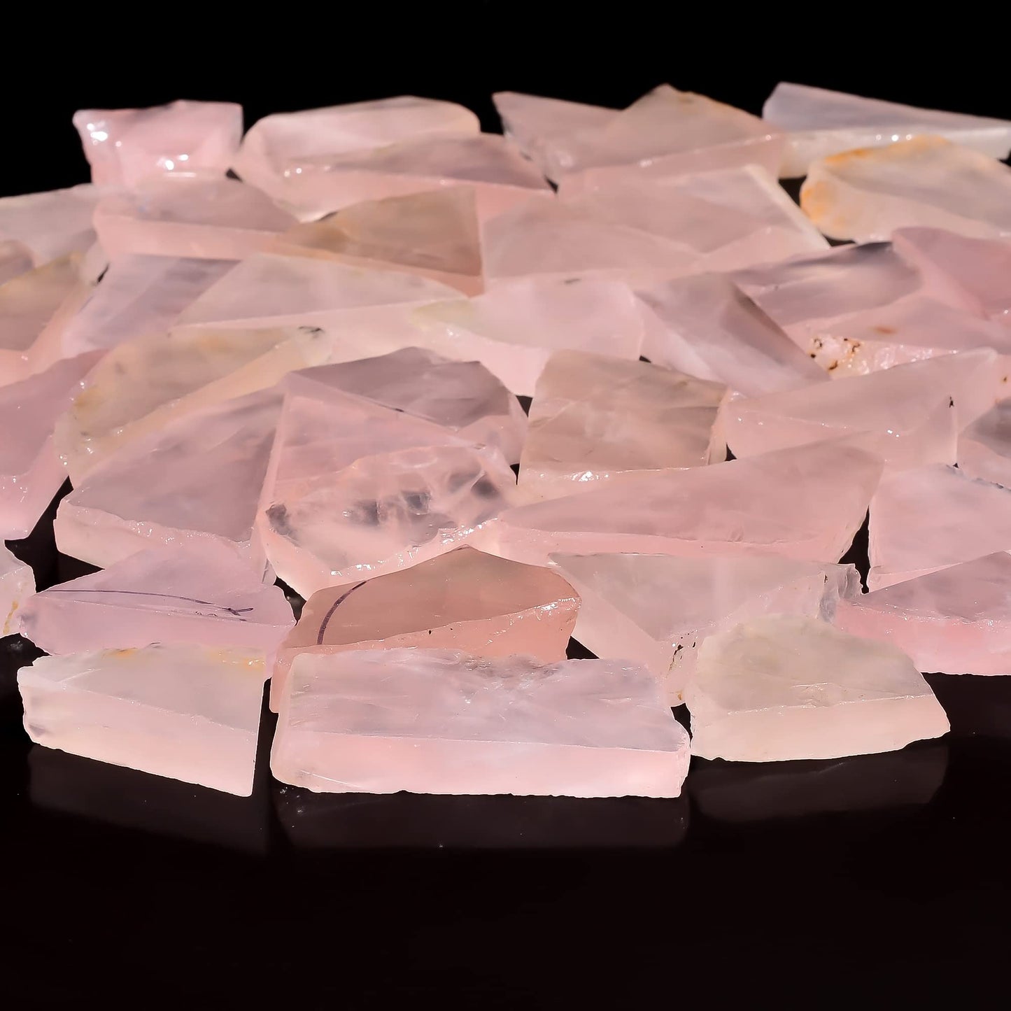 Natural Rose Quartz Raw Slice Gemstone- Healing Crystals for DIY Jewelry Making -Loose Natural Cabochon -Perfect for Crafting Unique Jewelry Designs (5 pcs, 25-35 mm)