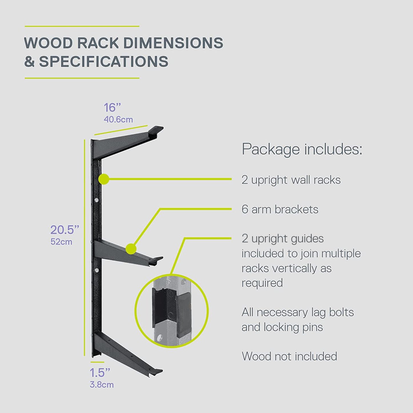 Delta Heavy Duty Wood and Lumber Storage Rack, Holds Up To 480 lbs - Easy to Install Mounted Rack With Steel Construction for Indoor & Outdoor Storage Solution For Garage, Basement & Pantry Cycle