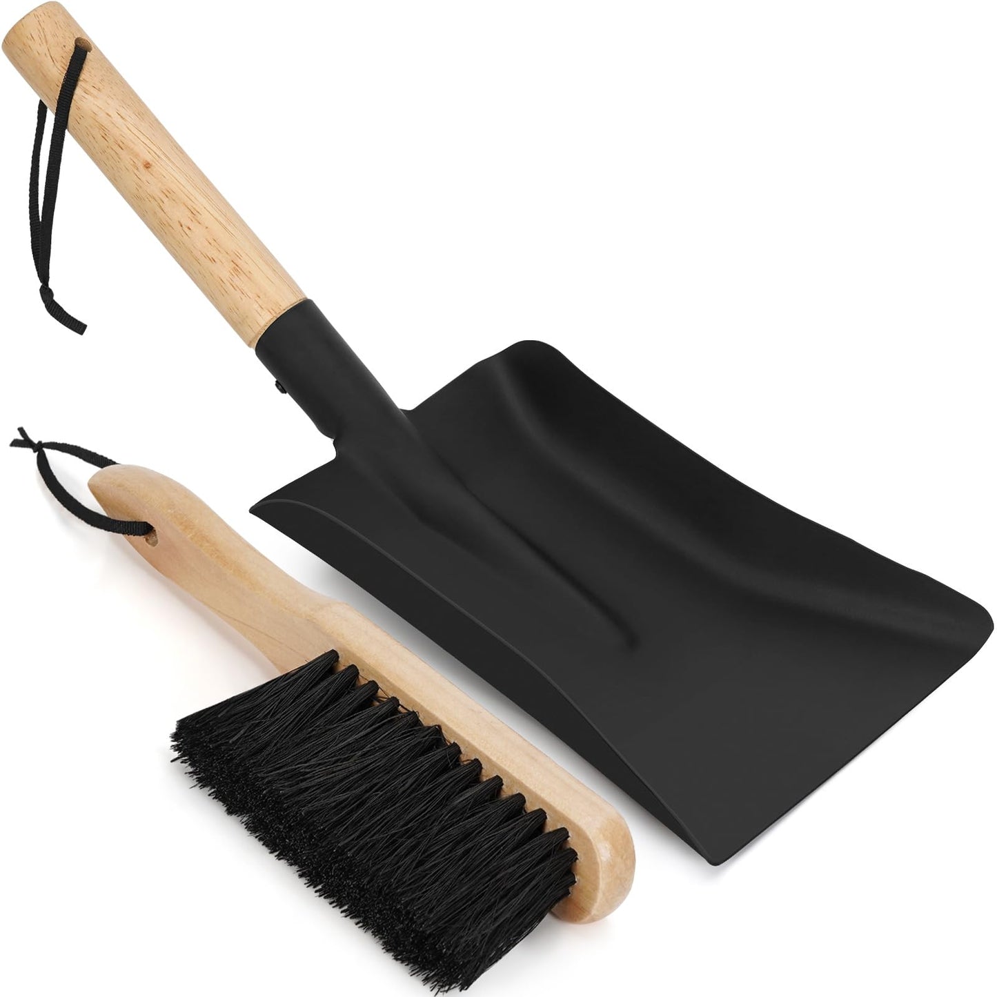 INNO STAGE Ash Shovel and Brush Set - Fireplace Tools Set Hearth Indoor Outdoor Modern Firepit Coal Shovel and Brush Kit Cleaning Tool Rust Resistant (7.3 * 16.7inch)