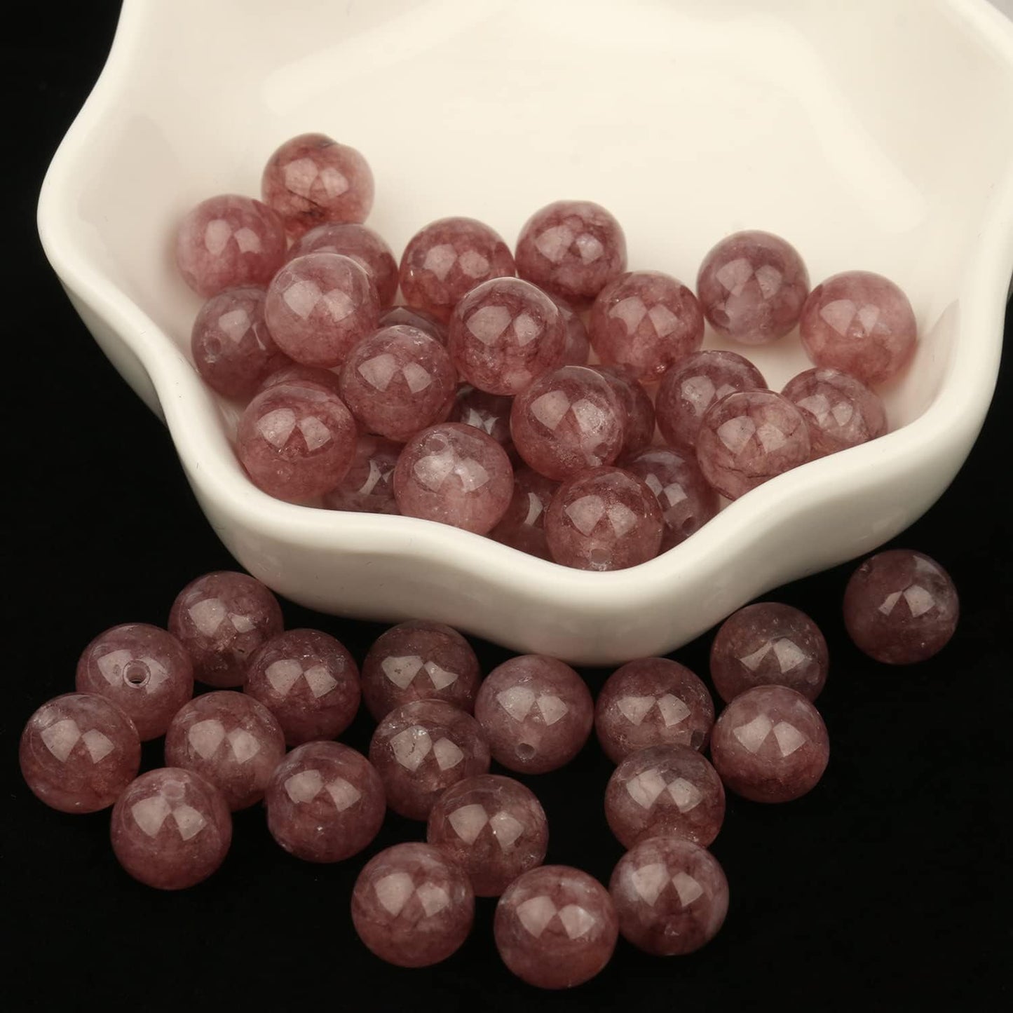 About 45pcs 8mm Natural Stone Beads Lepidolite Beads Crystal Gemstone for Jewelry Making, DIY Bracelet Necklace