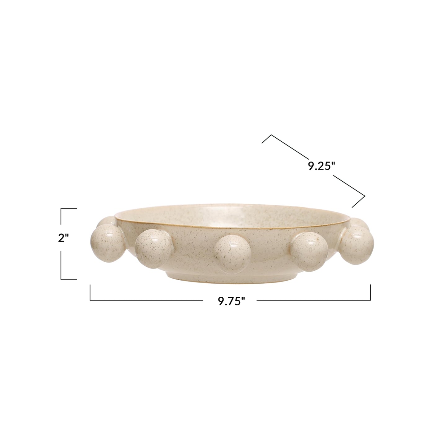 Bloomingville 9.75 Inches Stoneware Bowl with Orbs and Reactive Glaze, Cream