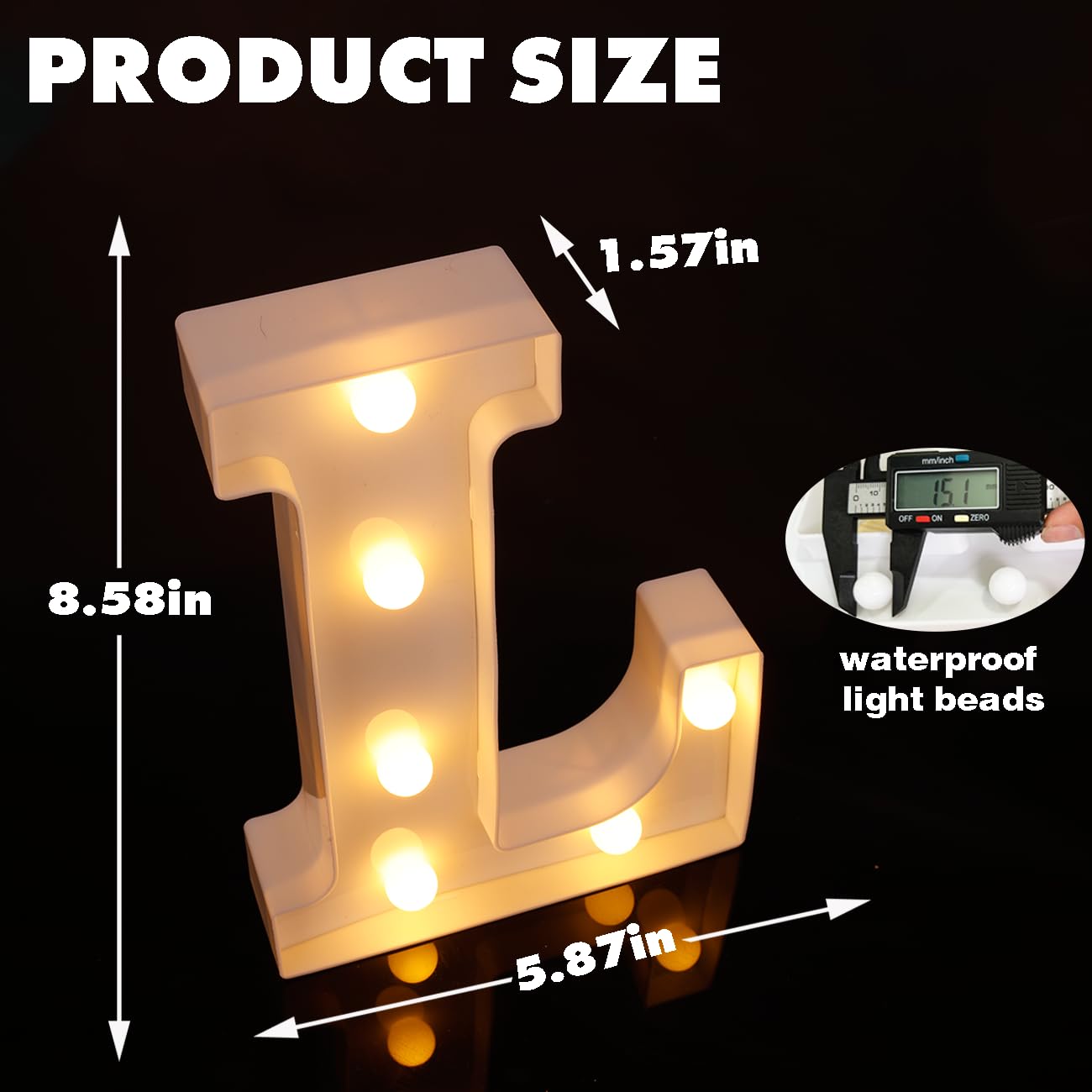 DyingSwan Small Led Marquee Letters, Light Up Letters, 8.58 Inch Led Letter Lights, Battery Powered Lighted Sign for Table, Party, Birthday, Christmas Decor (Letter L)