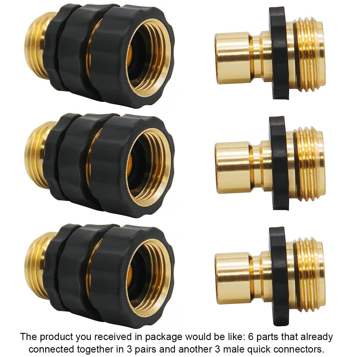 Triumpeek 3/4" Garden Hose Connector, 9 Pieces Garden Hose Quick Connect Fittings, Male and Female Quick Release Garden Hose Connector