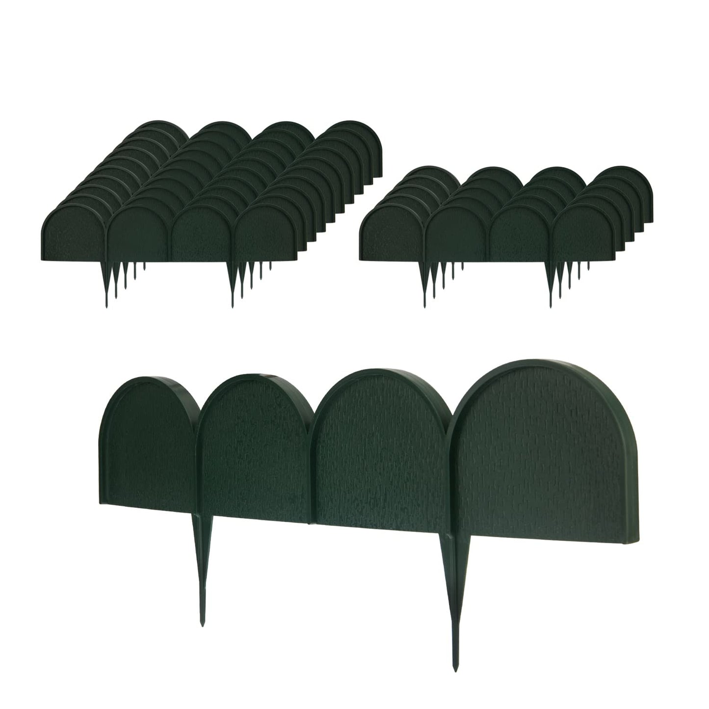 Evelyne Garden Border Edging in Half Round (Semicircle) Arched Design - 15pcs Green Yard Landscaping Fence Liner Lawn Edge Barrier - 20ft. Kit of Decorative Lawn Landscape Panels Elements