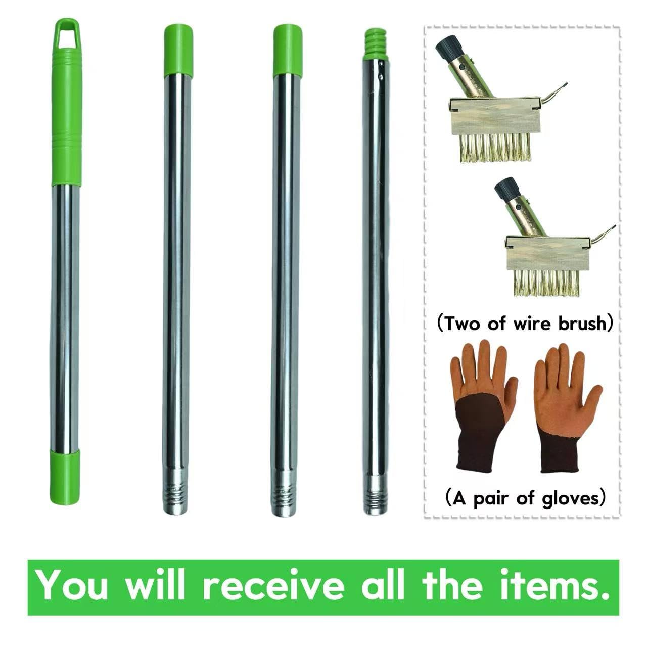 Deck Moss Cleaning Tool, Featuring a 63-inch Adjustable Handle, Includes 2 Replaceable Brush Heads and Gardening Gloves, Suitable for Crevice Cleaning, Moss Killer, and roof Moss Killer