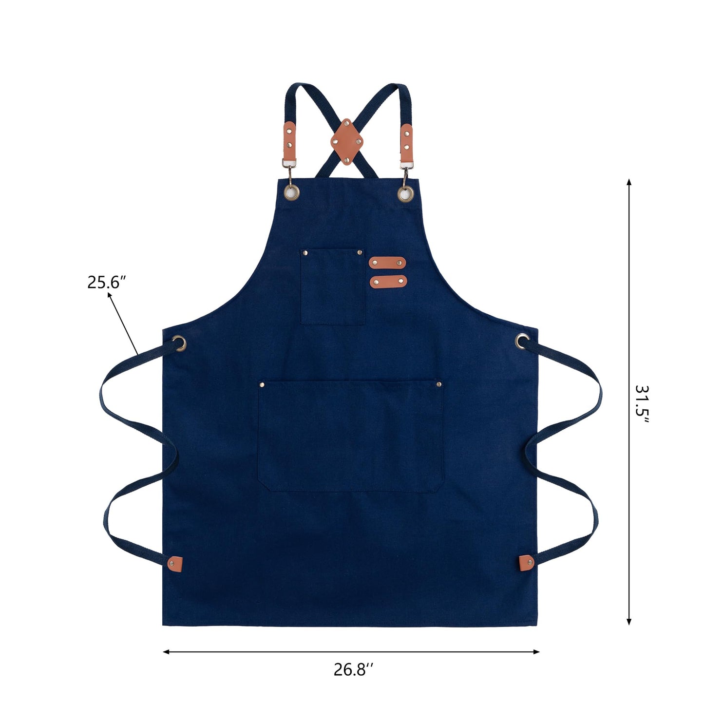 ARBINSON Chef Aprons for Men Canvas Apron with Large Pockets and Adjustable Neck Strap for Cooking, BBQ, Gardening (Blue)