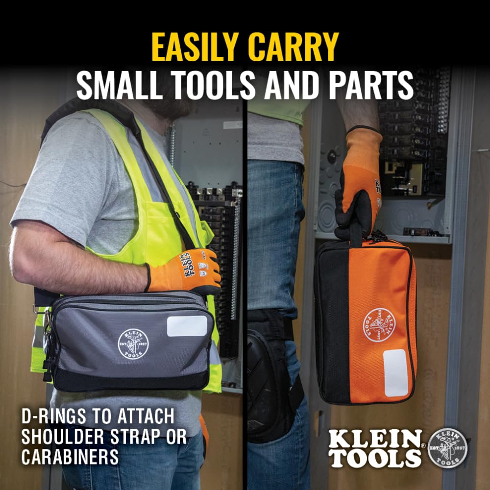 Klein Tools Tool Pouch, Dual Compartments, Heavy-Duty Tool Bag Organizer, Multipurpose Bag