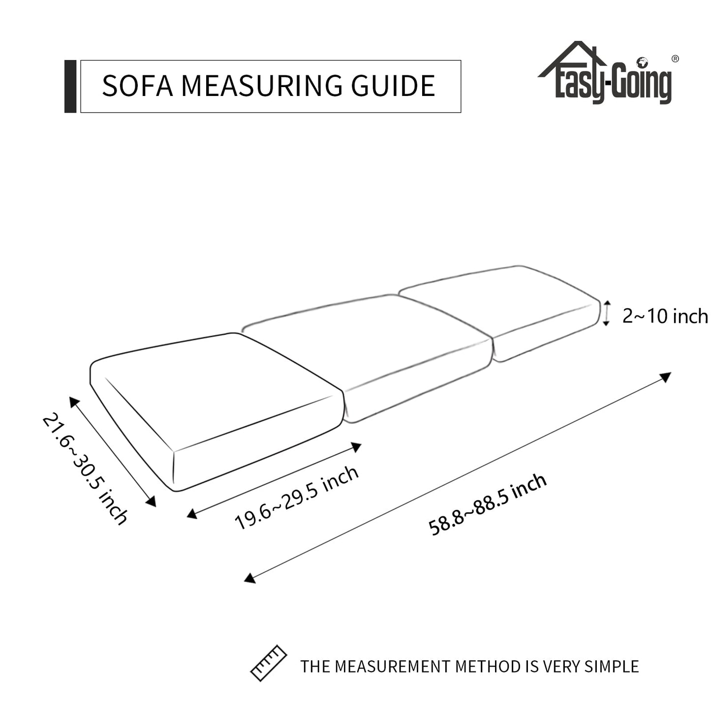 Easy-Going Stretch Individual Chair Couch Cushion Cover Sofa Cushion Furniture Protector Sofa slipcover Soft Flexibility with Elastic Bottom (3-Piece Sofa Cushion Cover, Dark Gray)