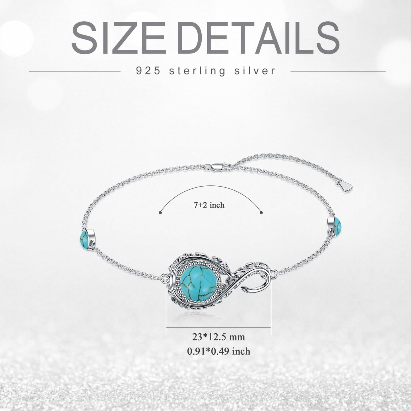 BETHZA Natural Turquoise Bracelet 925 Sterling Silver Real Turquoise Gemstone Adjustable Link Western Boho Jewelry Gifts for Women