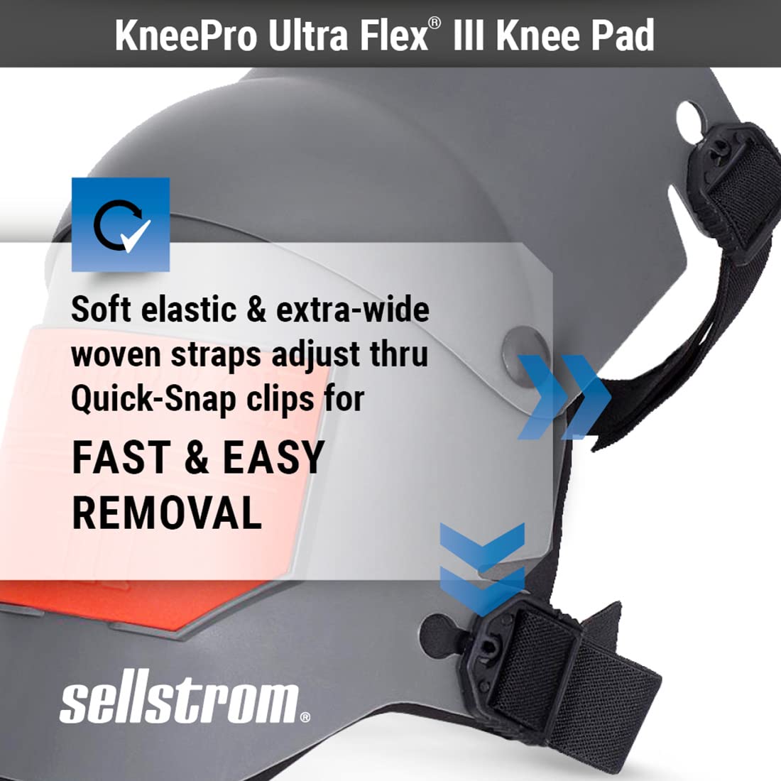 Sellstrom Ultra Flex KneePro Professional Knee Pads for Men & Women with Thick Foam Cushioning & Heavy Duty Hard Outer Shell - Adjustable Straps with Quick-Clips & Ergonomic Metal Hinges - for Construction Work, Gardening, Roofing, Flooring