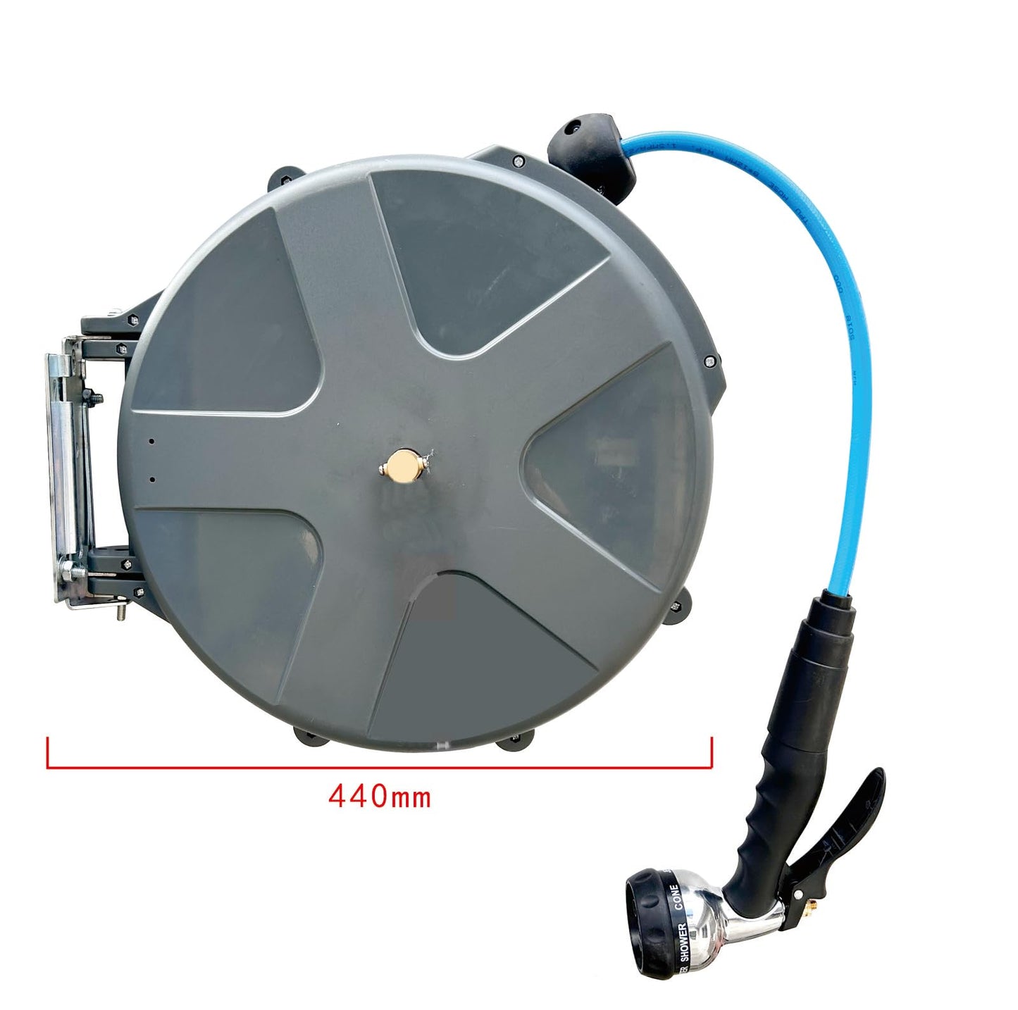 Maxcarl Retractable Water Hose Reel 1/2 in x 65 ft with Spray Gun, Wall Mounted High Pressure Hose Reel