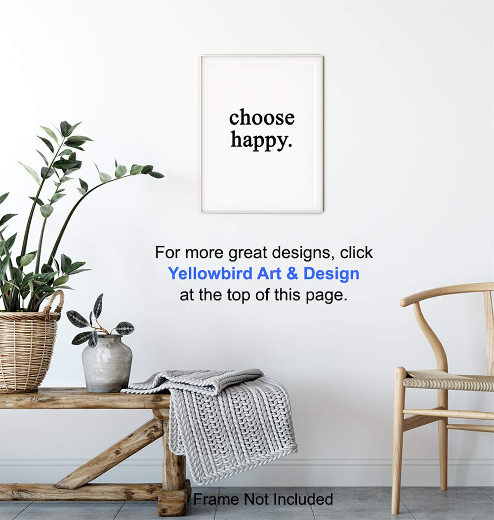 Choose Happy Wall Art Print Typography - Unframed - Makes a Great Gift - Chic Home Decor - Ready to Frame (8x10) Photo - Motivational and Inspirational