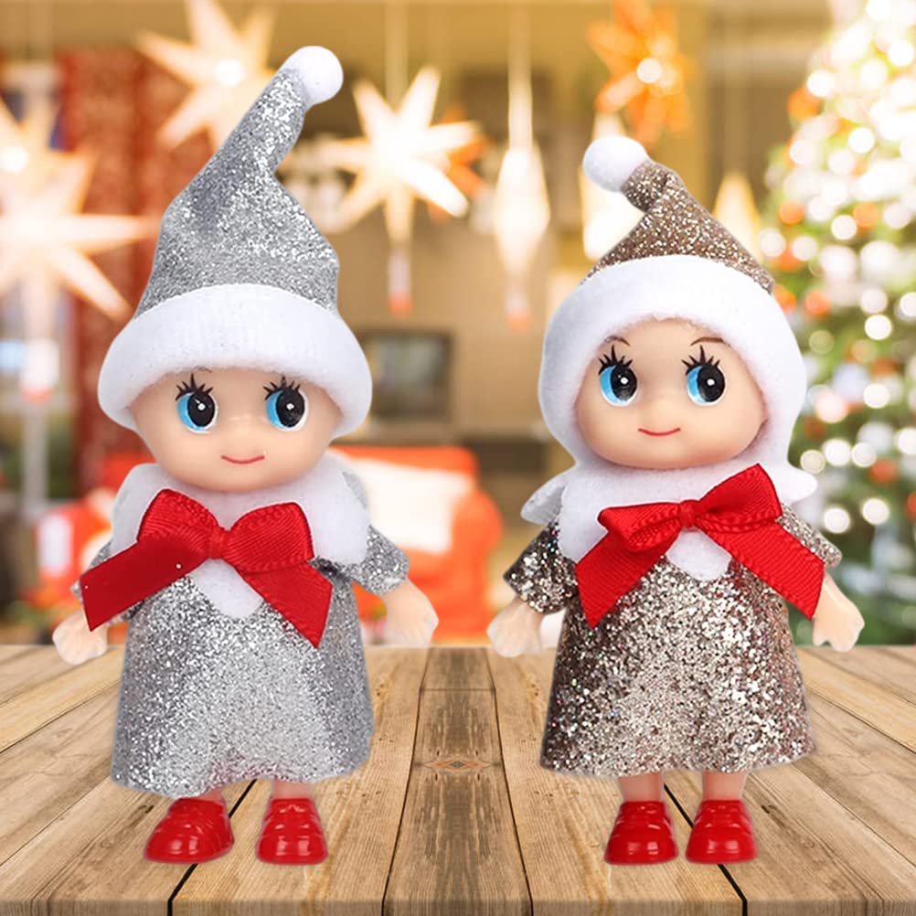 Phefop 4 Cute Christmas Mini Elf Dolls with Moveable Head, Arms, and Legs for Kids, Xmas Stocking Filler