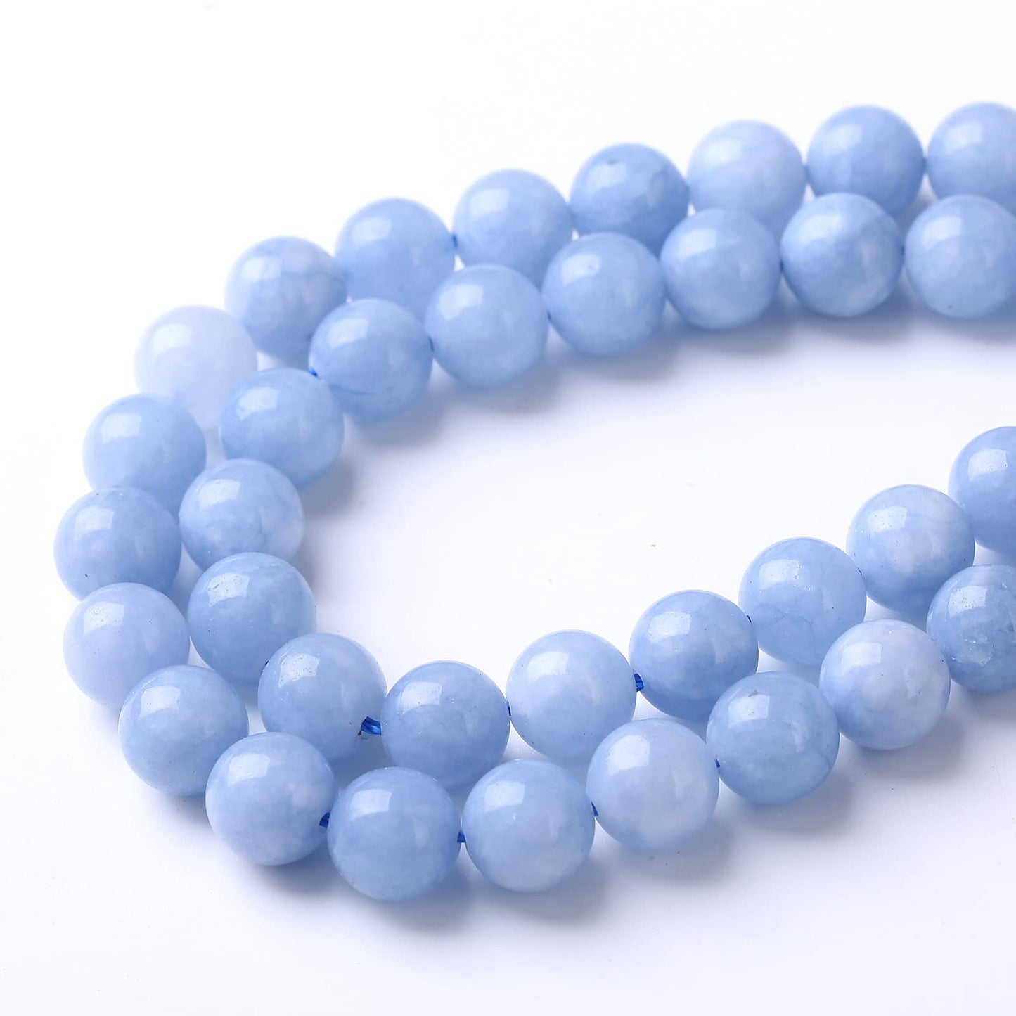 90PCS 4MM Natural Aquamarine Jade Chalcedony Round Loose Stone Beads for Jewelry DIY Energy Stone Healing Power Bracelet 15"