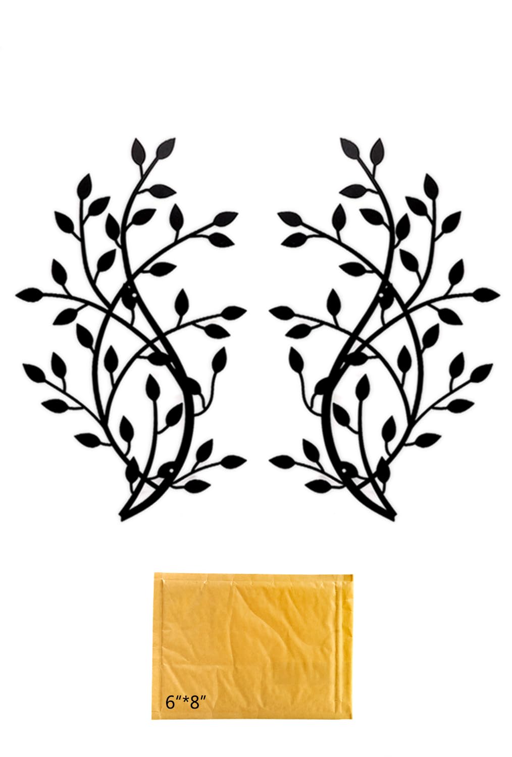 Meltset Metal Tree Leaf Wall Decor, Vine Olive Leaf Branch Wall Art,Black Wrought Iron Artwork above The Bed, Living Room, Indoor and Outdoor (S/Black)