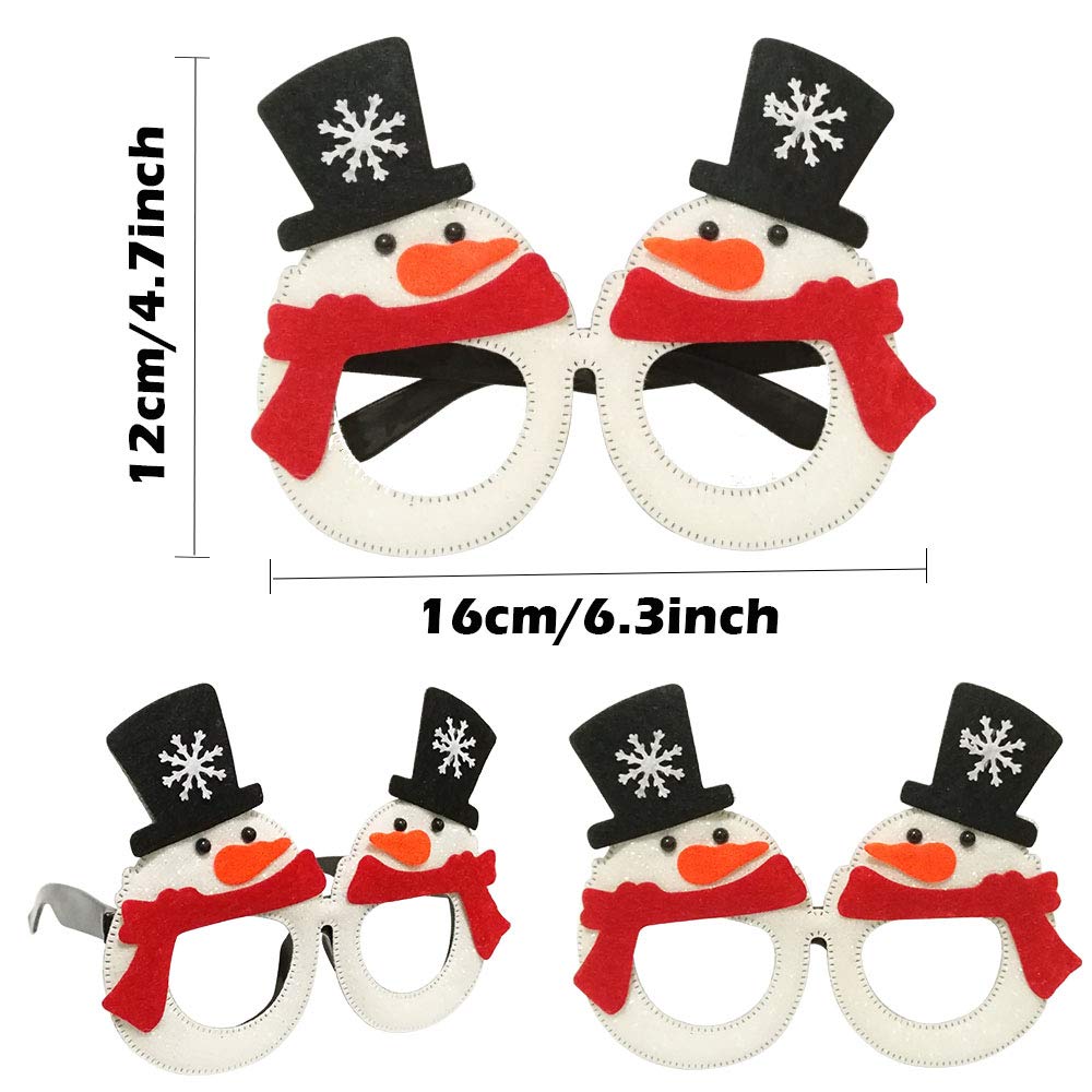 JAKADYUKS Christmas Glasses 16PCS, Party Favors Christmas Tree Hanging Ornaments Decorations Photo Booth Props, Xmas Party Decorations Eyeglasses Frame for Christmas Holiday Party Supplies