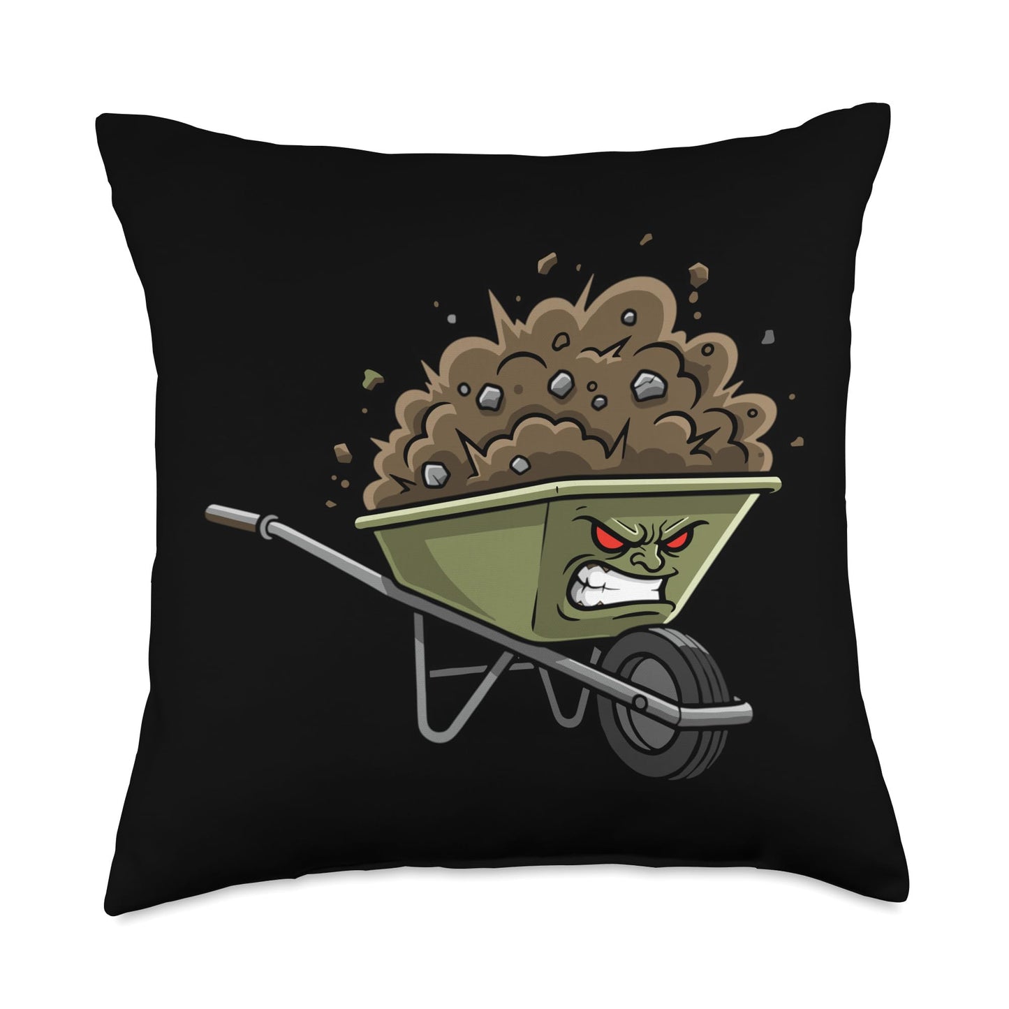 Funny Angry Wheelbarrow Dirt Landscaping Throw Pillow