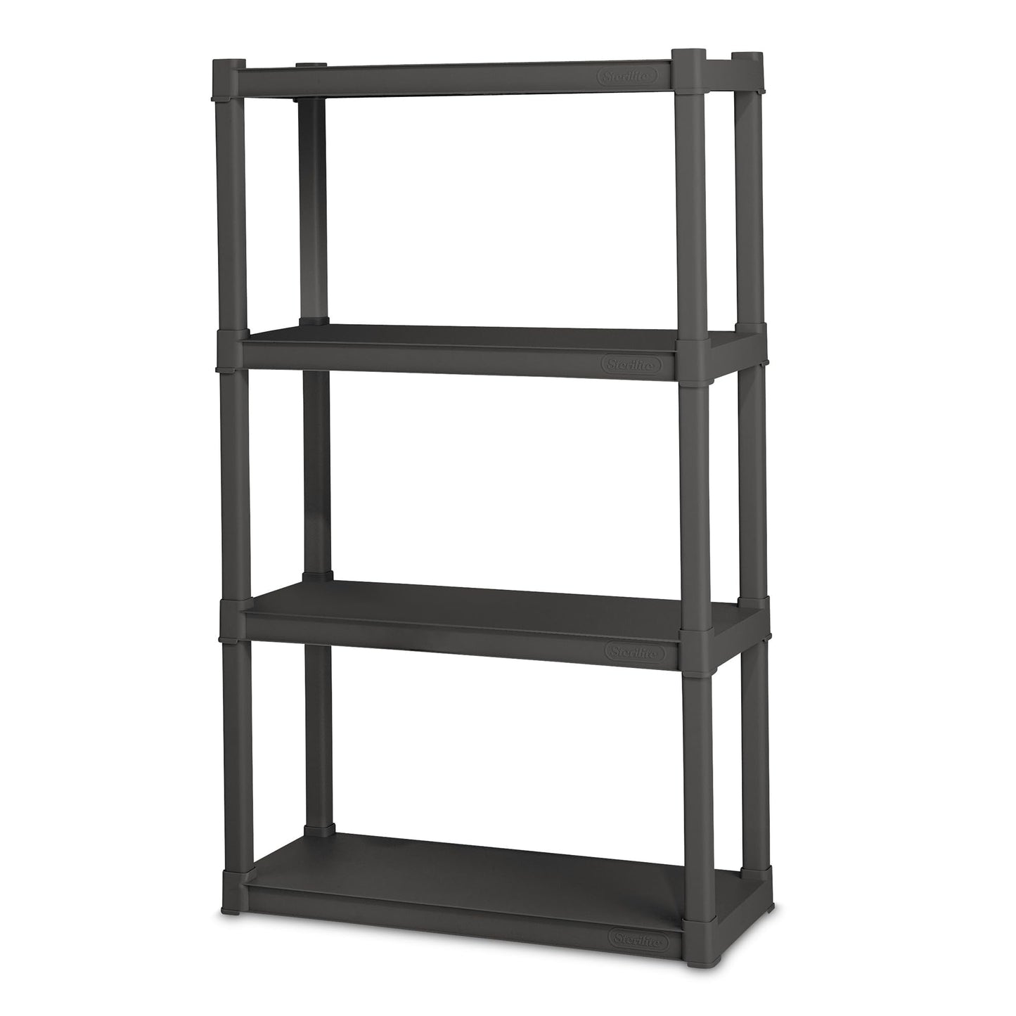 Sterilite 4 Shelf Unit, Heavy-Duty Shelving Storage and Utility Rack - Standing Plastic Organizer Shelves for Kitchen, Bathroom, and Garage