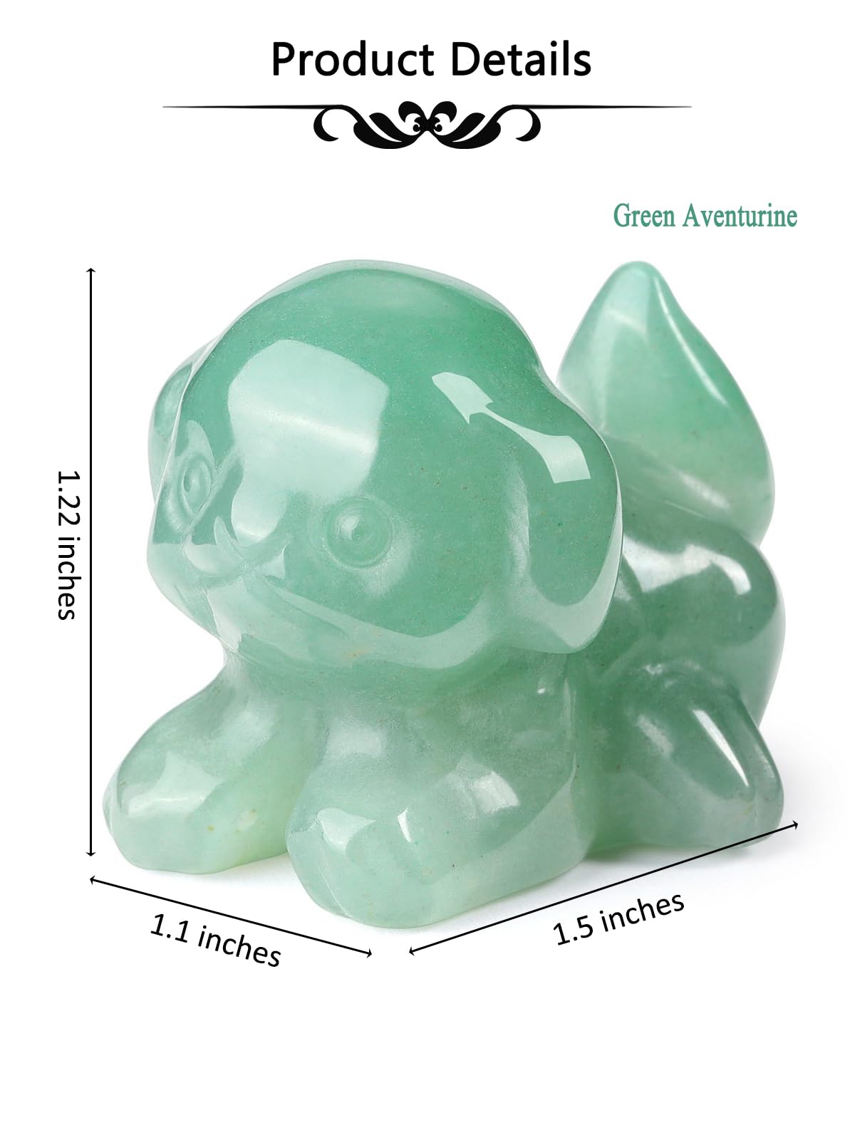 CrystalTears Green Aventurine Crystal Dog Figurine, 1.5” Healing Gemstone Dogs Puppy Statue Ornament for Home Office Decor, Cute Lucky Crystals Dogs Gifts for Gifts for Women Dog Lovers Men Christmas