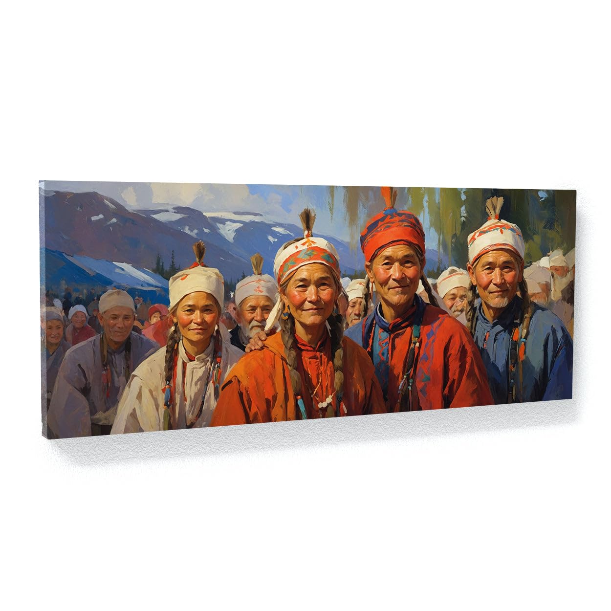 Sense Canvas Scandinavian Sami Celebrations 61 Canvas Art - Home Decor Wall Art Print Poster Painting Large 40x16 / 0.75"