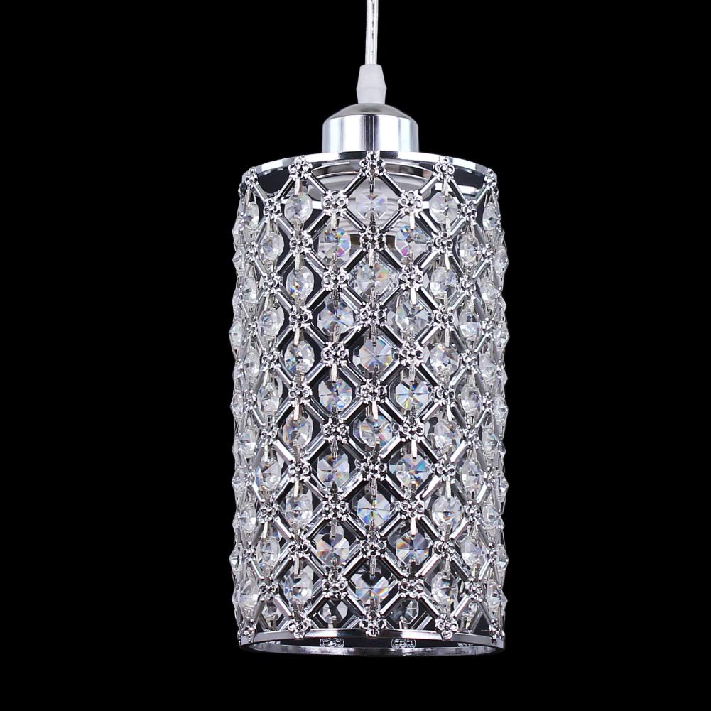 diisunbihuo Modern Crystal Pendant Lighting Hanging Pendant Lighting Fixture Adjustable Ceiling Light for Kitchen Dining Room Bedroom Kitchen Island (Silver)