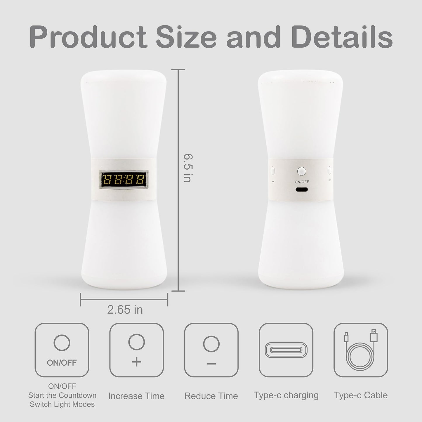 LED Visual Timer & Digital Hourglass, Rechargeable ADHD Timer for Kids and Adults, 1-99 Mins Adjustable Countdown Timer with Flowing Light, Portable Electronic Sand Timer for Classroom, Home