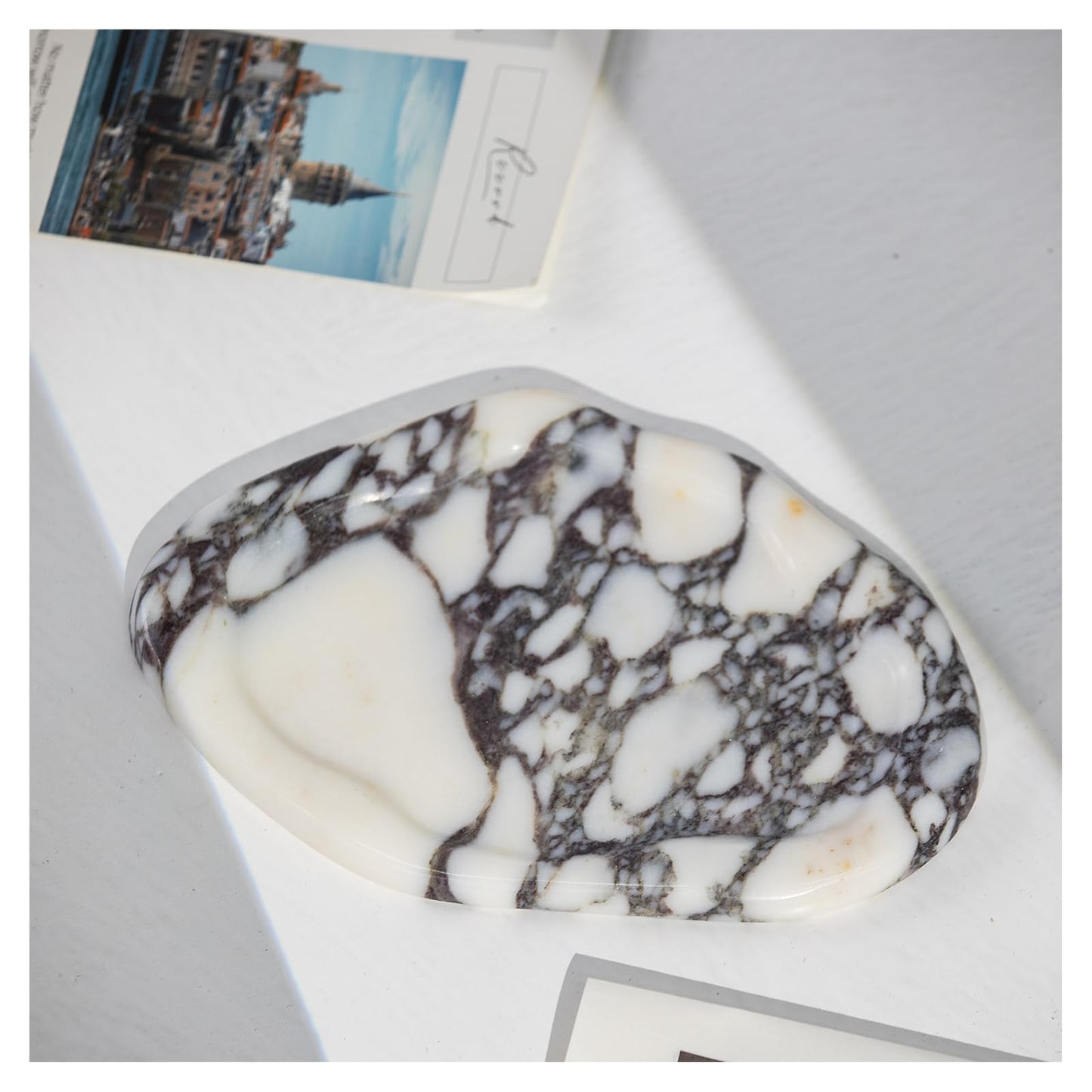 Calacatta Viola Marble Decorative Tray – Vanity & Bathroom Tray for Perfume, Candles, Jewelry, Keys – Minimalist Jewelry Tray
