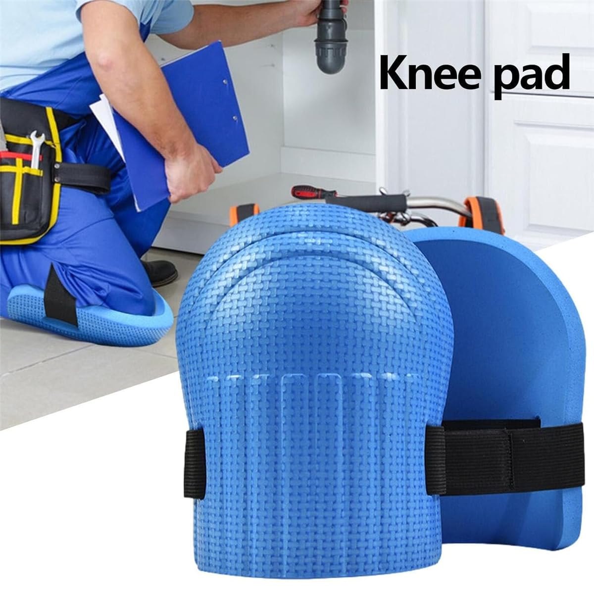 Price Xes Foam Knee Pads - Sturdy & Comfortable Knee Pads for Work, Construction, Cleaning Floors, Gardening - Men and Women Suitable Kneeling Cushions with Adjustable Elastic Band, 1 Pair (Black)