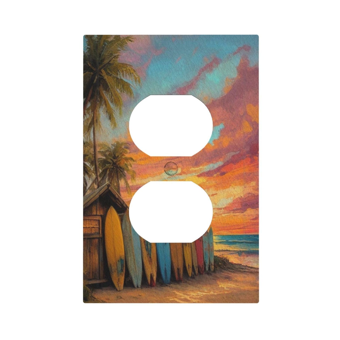 Decorative Art Light Switch Covers Sunset Surfboards 1 Gang Single Duplex Outlet Wall Plate Switchplate Electrical Faceplate for Home Decor