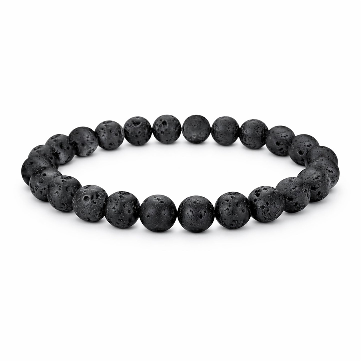 Elm City Direct 8mm Natural Stone Beaded Bracelet – Unisex Crystal Stretch Bracelets for Men & Women, Chakra & Healing Jewelry, Gift-Ready Beaded Bracelets (Lava Rock, 8mm)
