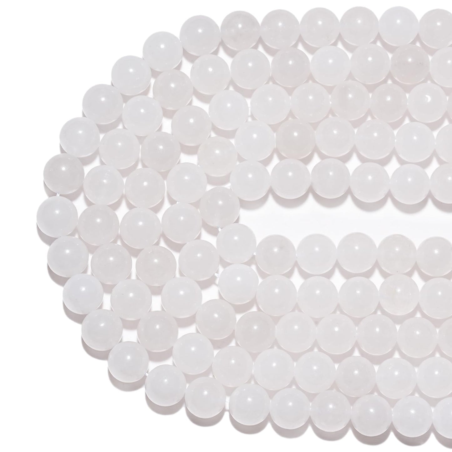 8mm Natural White Jade Gemstone Beads Polished Round Smooth Stone Beads for Bracelets Jewelry Making 15inch Loose Beads